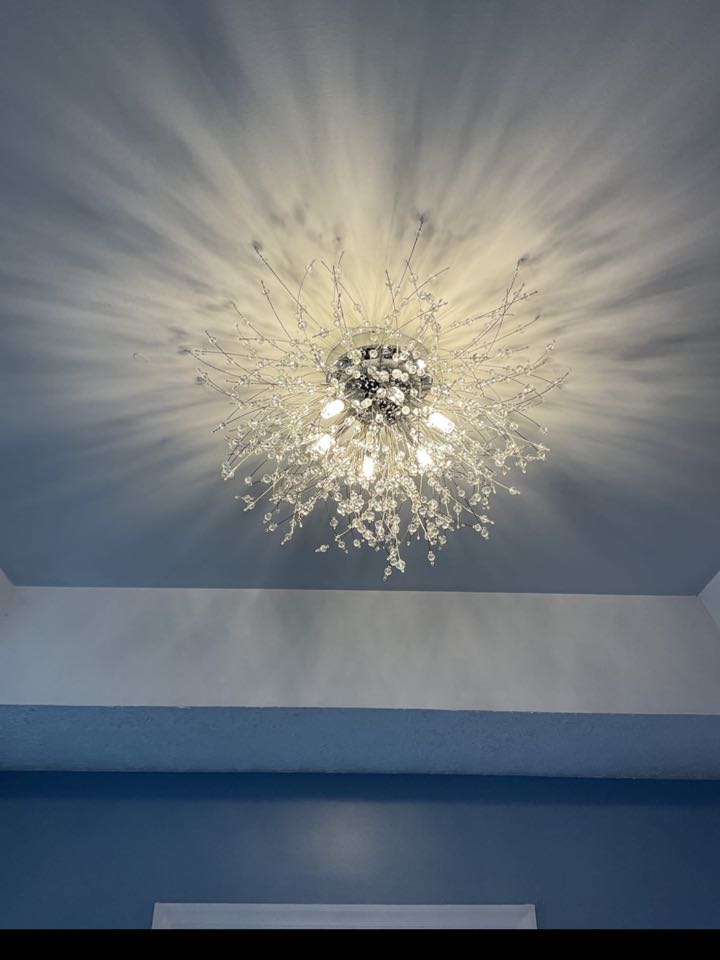 Installed customer supplied ceiling fan and light fixtures in Pasadena, MD. 