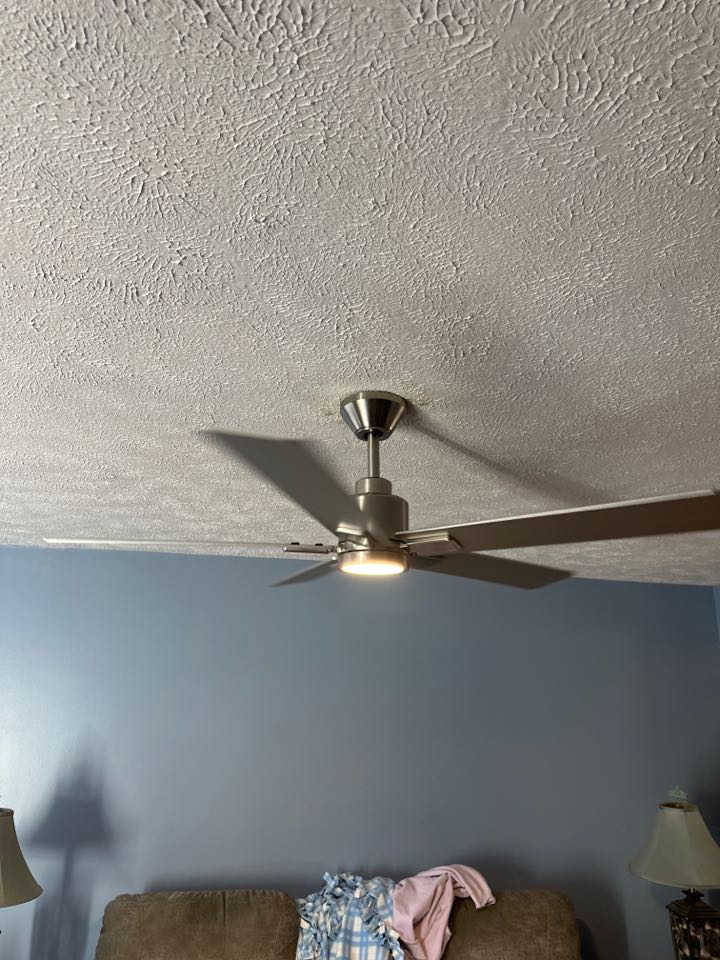 Installed customer supplied ceiling fan and light fixtures in Pasadena, MD. 