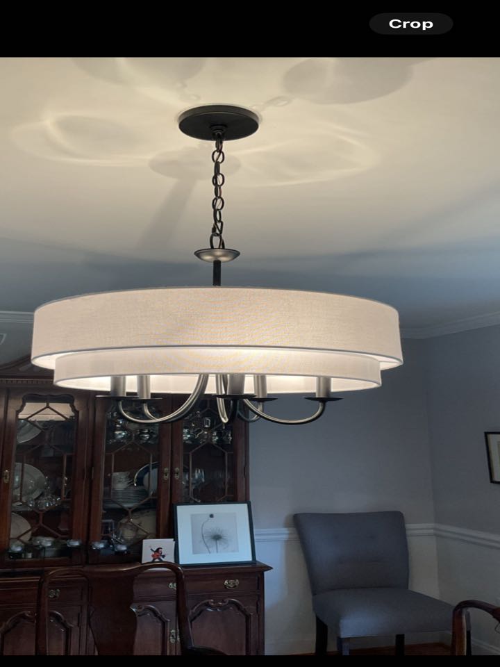 Installed customer supplied chandelier and light fixture in Millersville, MD. 