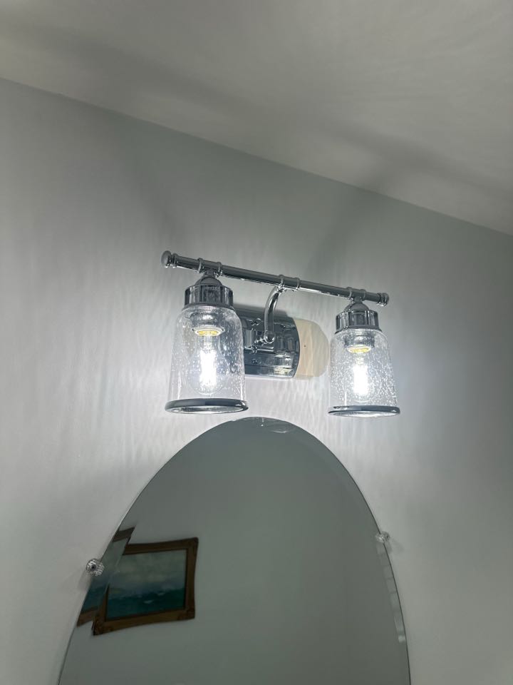 Installed customer supplied ceiling fan and vanity light in Annapolis, MD. 