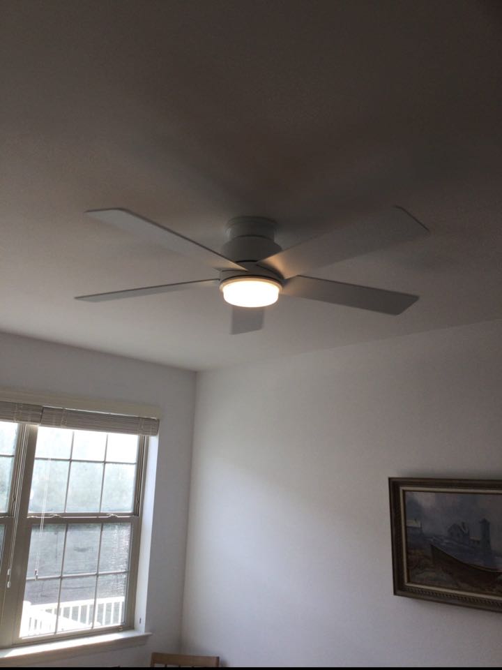 Installed customer supplied ceiling fan and vanity light in Annapolis, MD. 