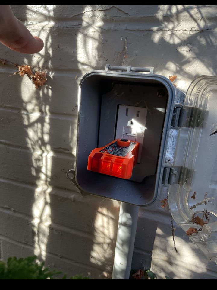 Installed outdoor rated GFCI receptacle in Towson, MD. 