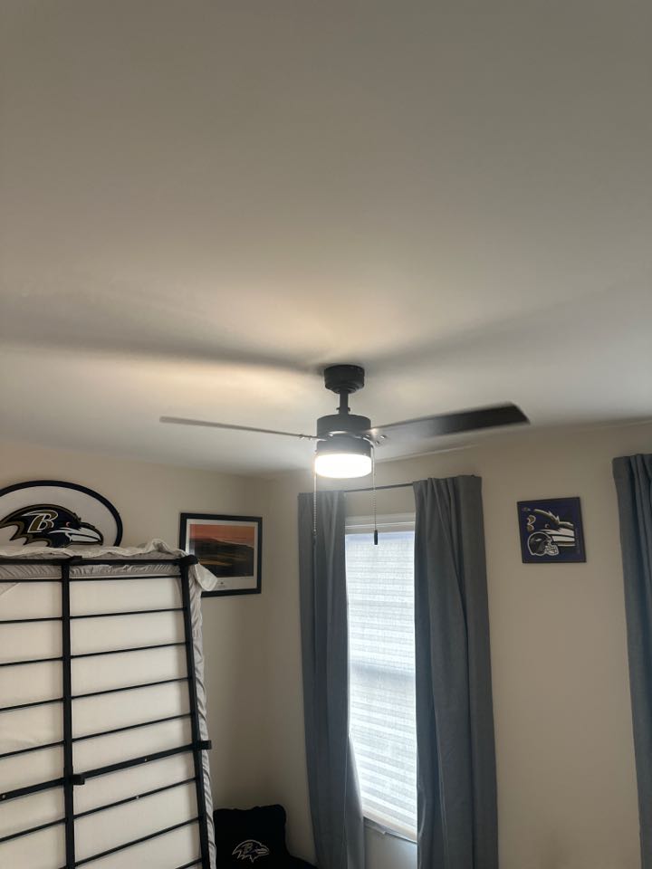 Installed customer supplied ceiling fan from scratch in Catonsville, MD. 