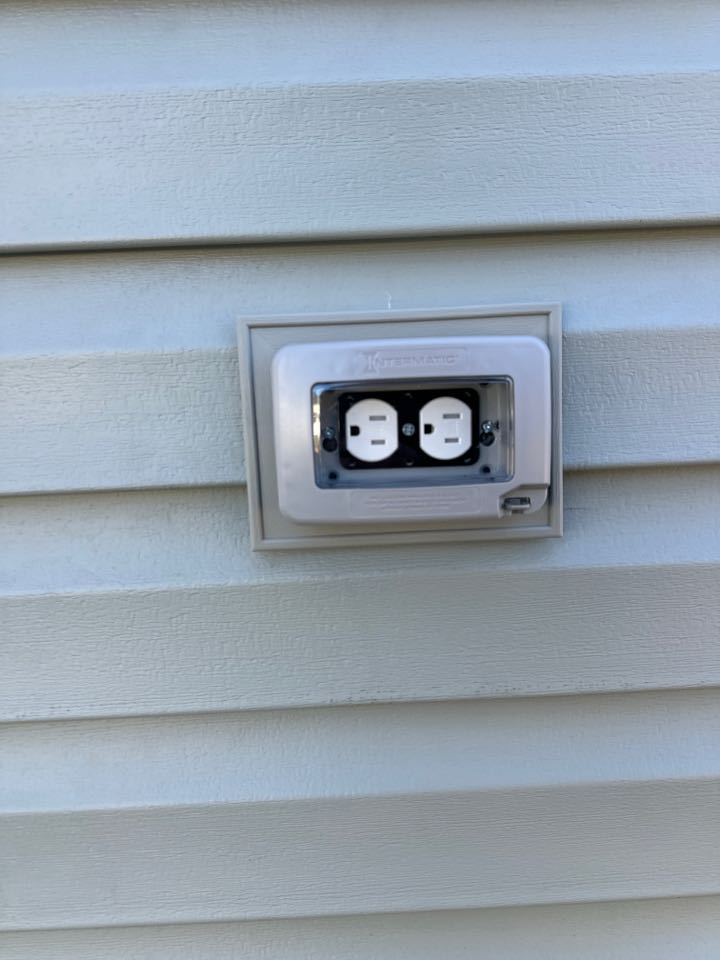 Installed outdoor receptacles with in-use covers in Pasadena, MD. 