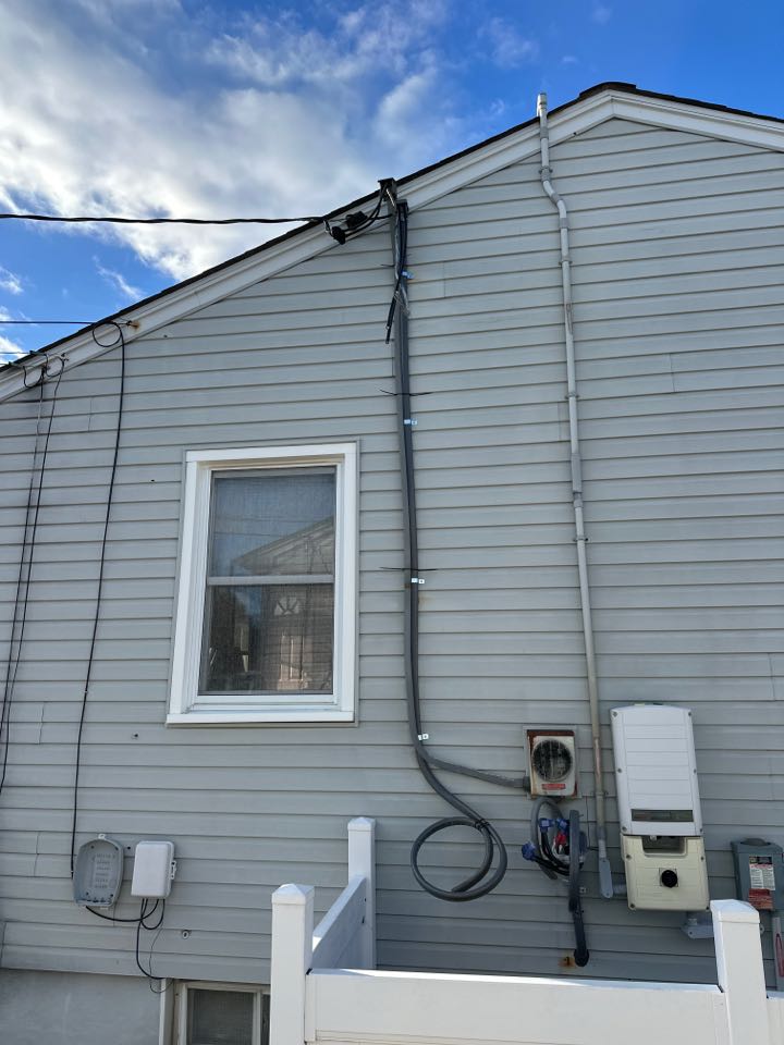 Installed multiple outdoor rated receptacles with in-use covers and replaced service cable in Glen Burnie, MD.