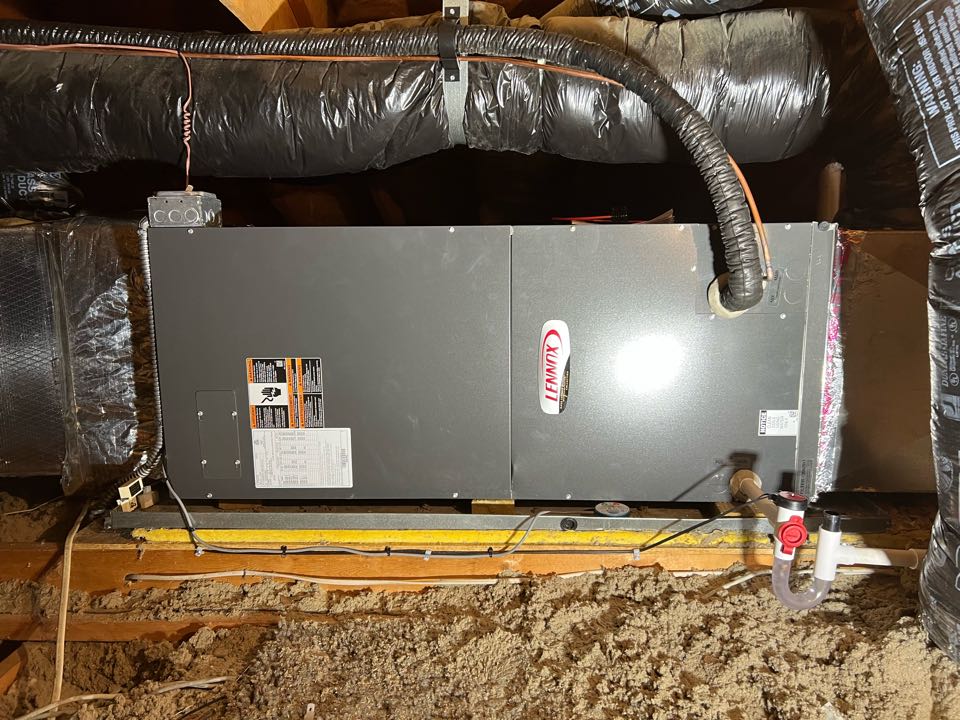 Installed Lennox air handler and air conditioner 