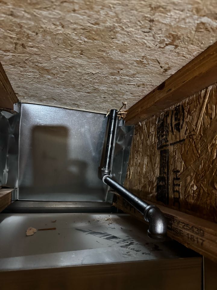 Gas line to the stove is installed 