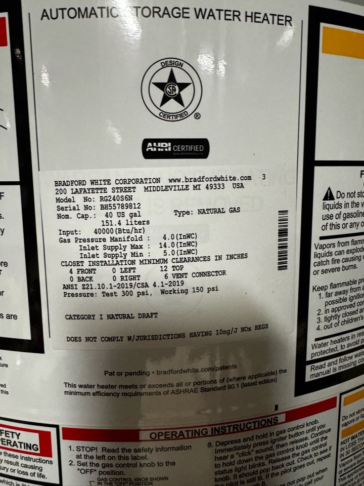 Water heater installed 