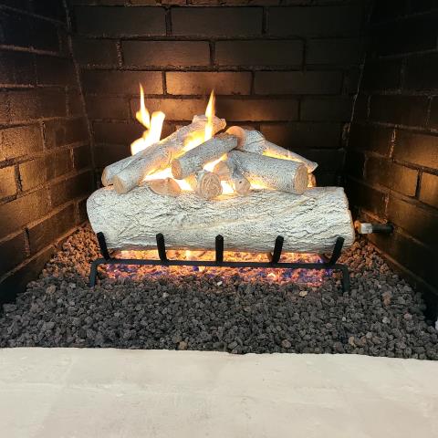 Mountain white Birch Gas Log Install