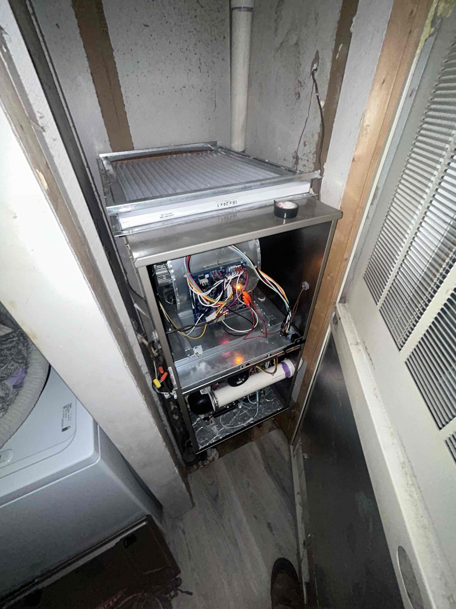 I am a skilled professional that works for a Dor-Mar Heating & Air Conditioning company. I completed a routine furnace maintenance service today. I verified the air filter, cleaned it, and checked the flame sensor for cleanliness. I also checked the igniter for good amperage across all motors. I inspected the burner ports for any corrosion or leakage, and found none. The client is now ready for winter.