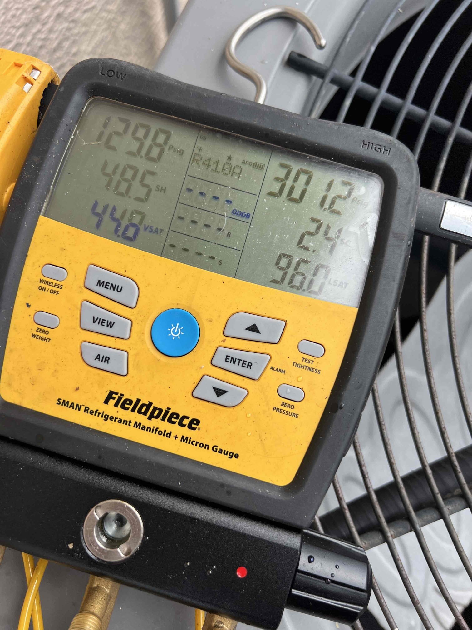 I was called to a home to repair an outdoor unit that was not cooling. Upon inspection, I found that the valve stem was leaking. I replaced the valve stem and added Puron to set the charge. After completing the repairs, the system was cooling properly. I took pictures before and after the repairs to show the customer the work that was done.