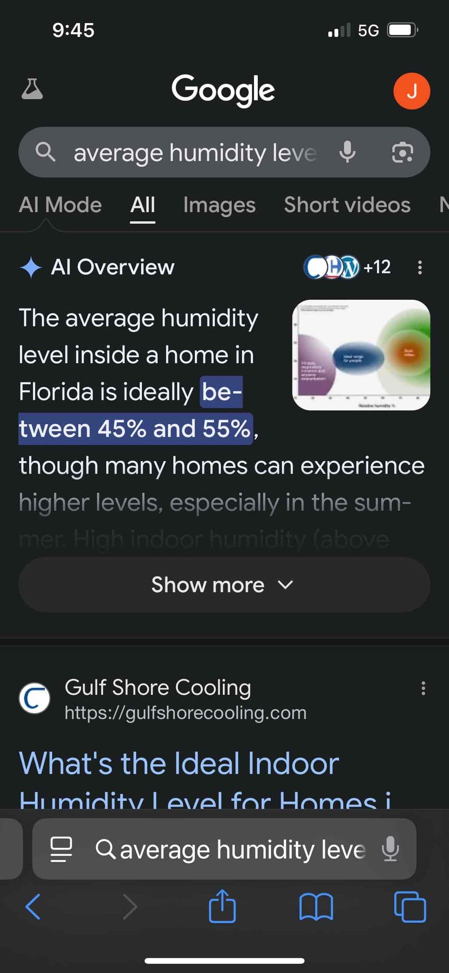 I was called to a home in Florida to install a new air conditioner. The humidity level inside the home was 55% when I arrived. The humidity level in Florida is typically between 45% and 55%. I left the door open to allow the air conditioner to adjust to the humidity level in the home. After a few hours, the humidity level in the home was 58%, which is within the normal range for Florida. I tested the air conditioner to ensure it was functioning properly and adjusted the settings as needed. The homeowner was very pleased with the work and thanked me for my help.