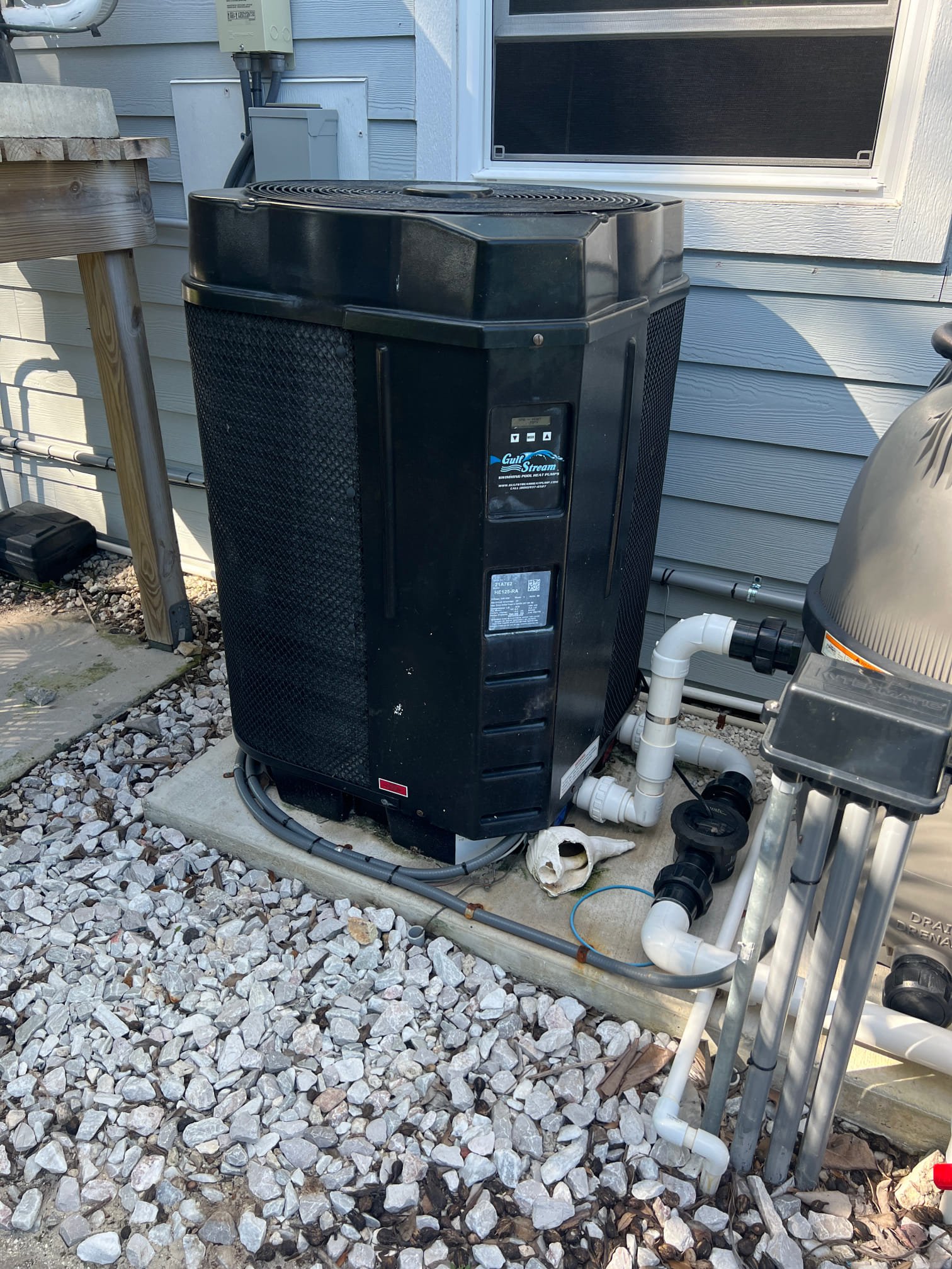I was called to a home to repair a pool heating system. Upon arrival, I found that the system had a bad run cap. I replaced the cap and checked the operation of the system. The system was heating the pool correctly.