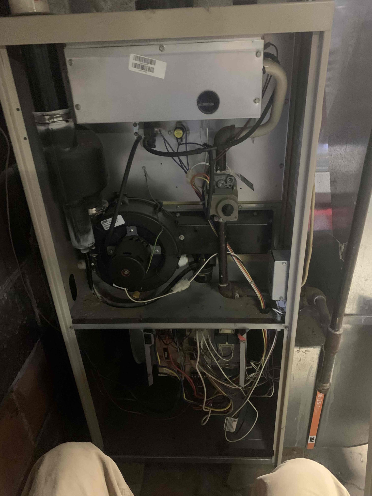 The customer was experiencing a problem with their heating system. The unit was not heating, and the inducer motor would run for a second and then shut off. The voltage was checked, and there was no low voltage at the heating terminal. The batteries in the thermostat were replaced, and the system ran. The flame sensor was cleaned, and carbon monoxide was checked in the ductwork.