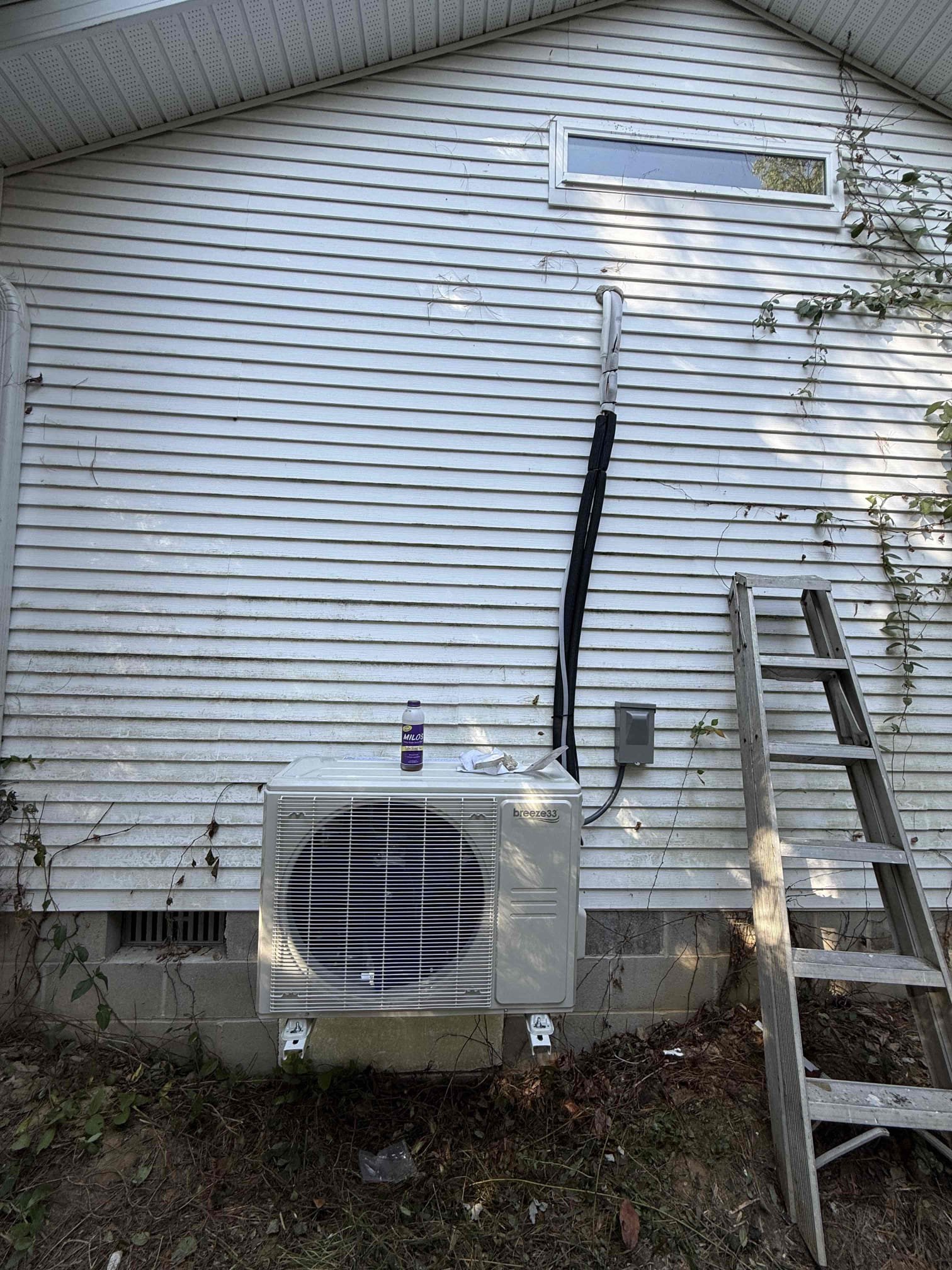 I was hired to upgrade a home's electrical system to support a mini split. The job involved running new wire from the main panel to the location of the mini split.