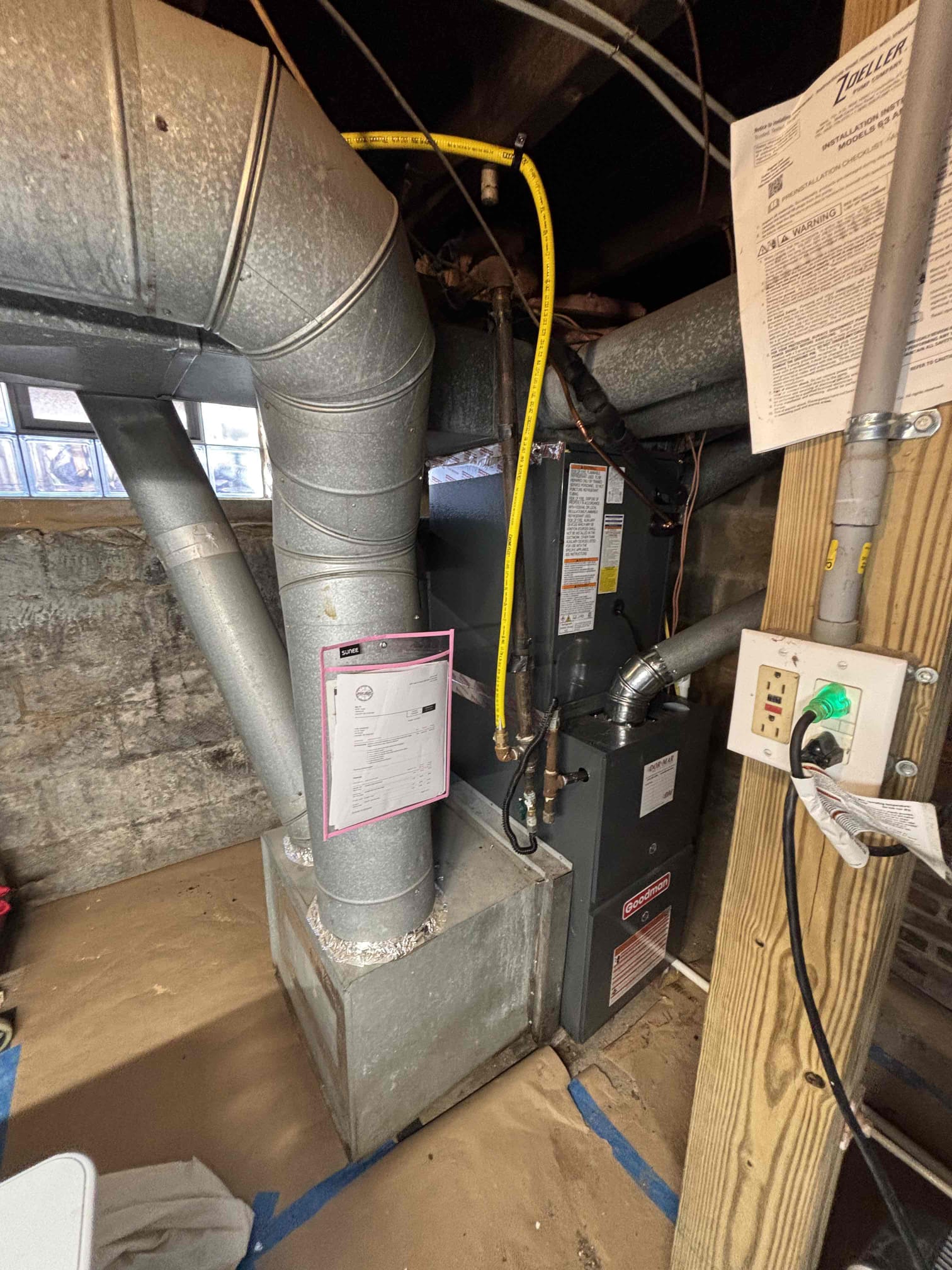 I installed a new furnace and coil in Randall Adkins's home. The job was done in two parts, with the furnace and coil installed on the first day and the humidifier and outdoor condensers installed on the second day. The humidifier and outdoor condensers were not installed because Randall Adkins requested that I come back to do them.