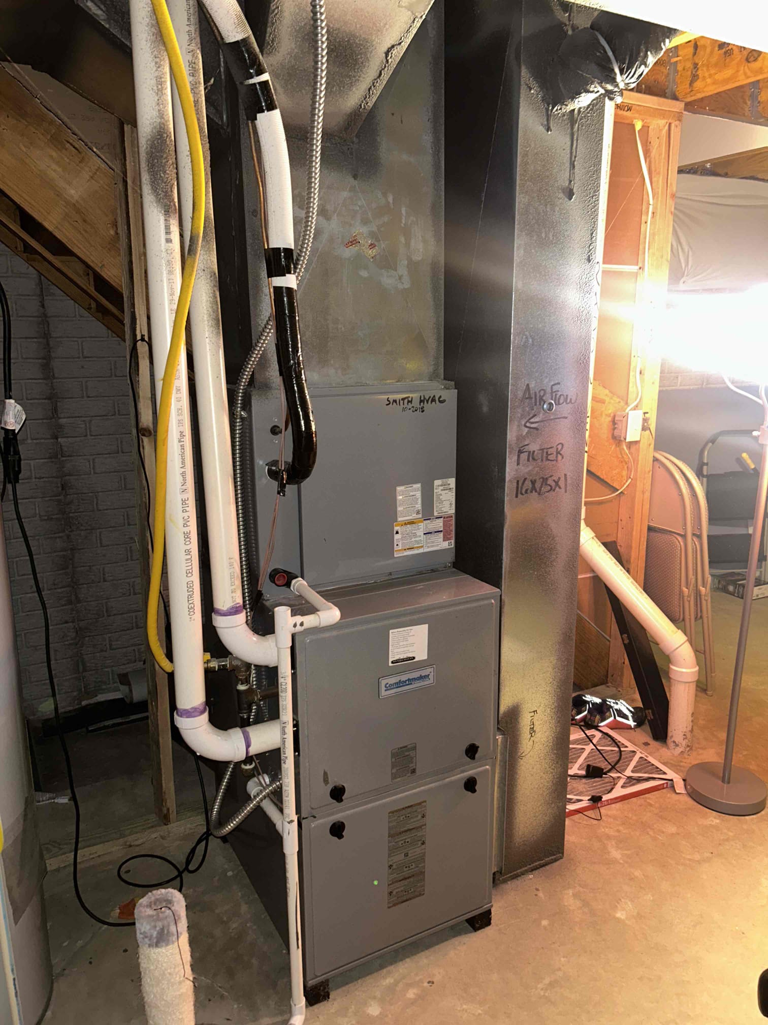 I performed furnace maintenance on a residential property. I checked the furnace for proper operation and safety. I also completed maintenance checklists and replaced filters.
