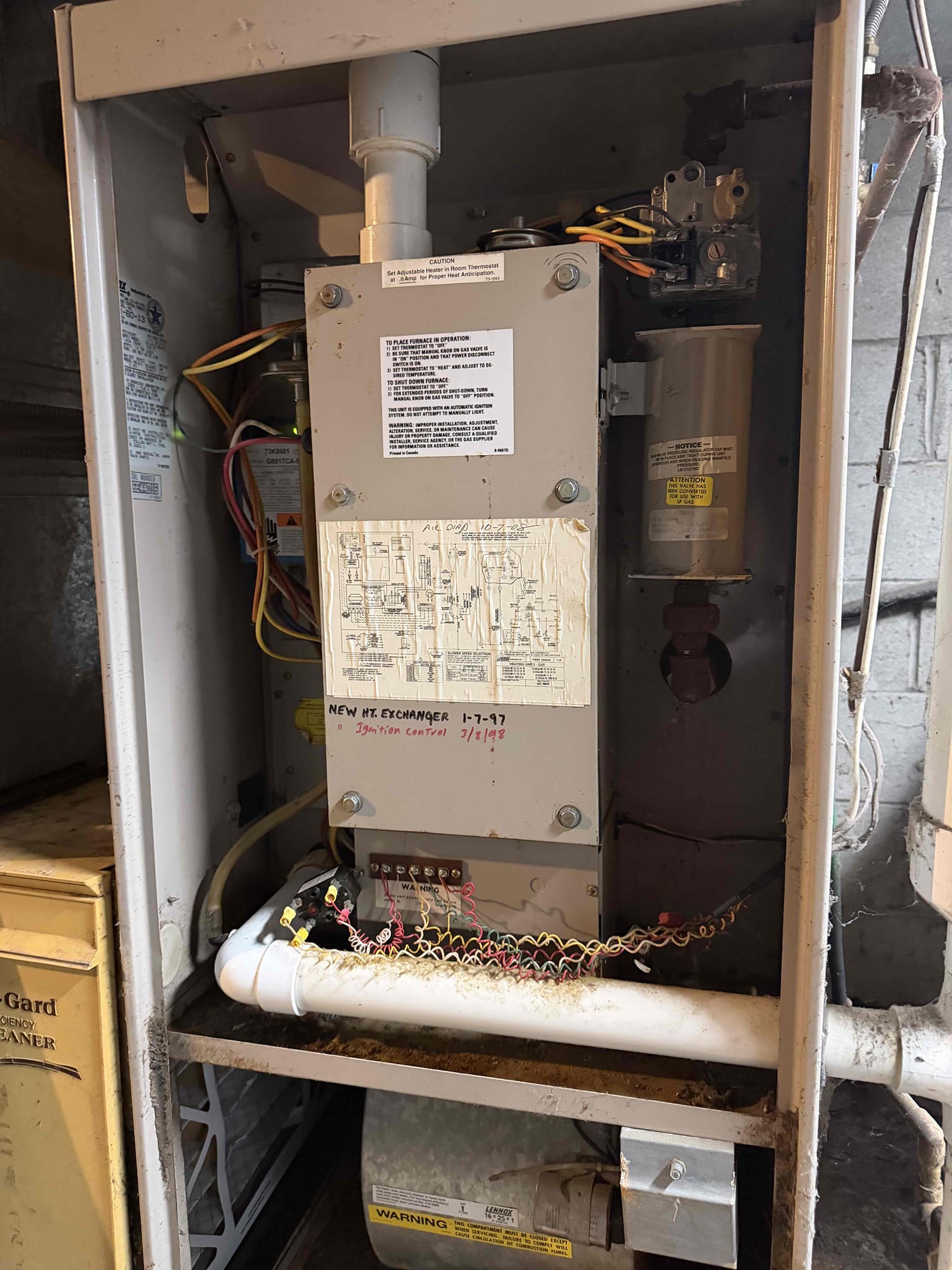 The customer's heat exchanger was 40 years old and needed to be replaced. I was unable to run the customer's credit card on file, so I had to collect payment in cash.
