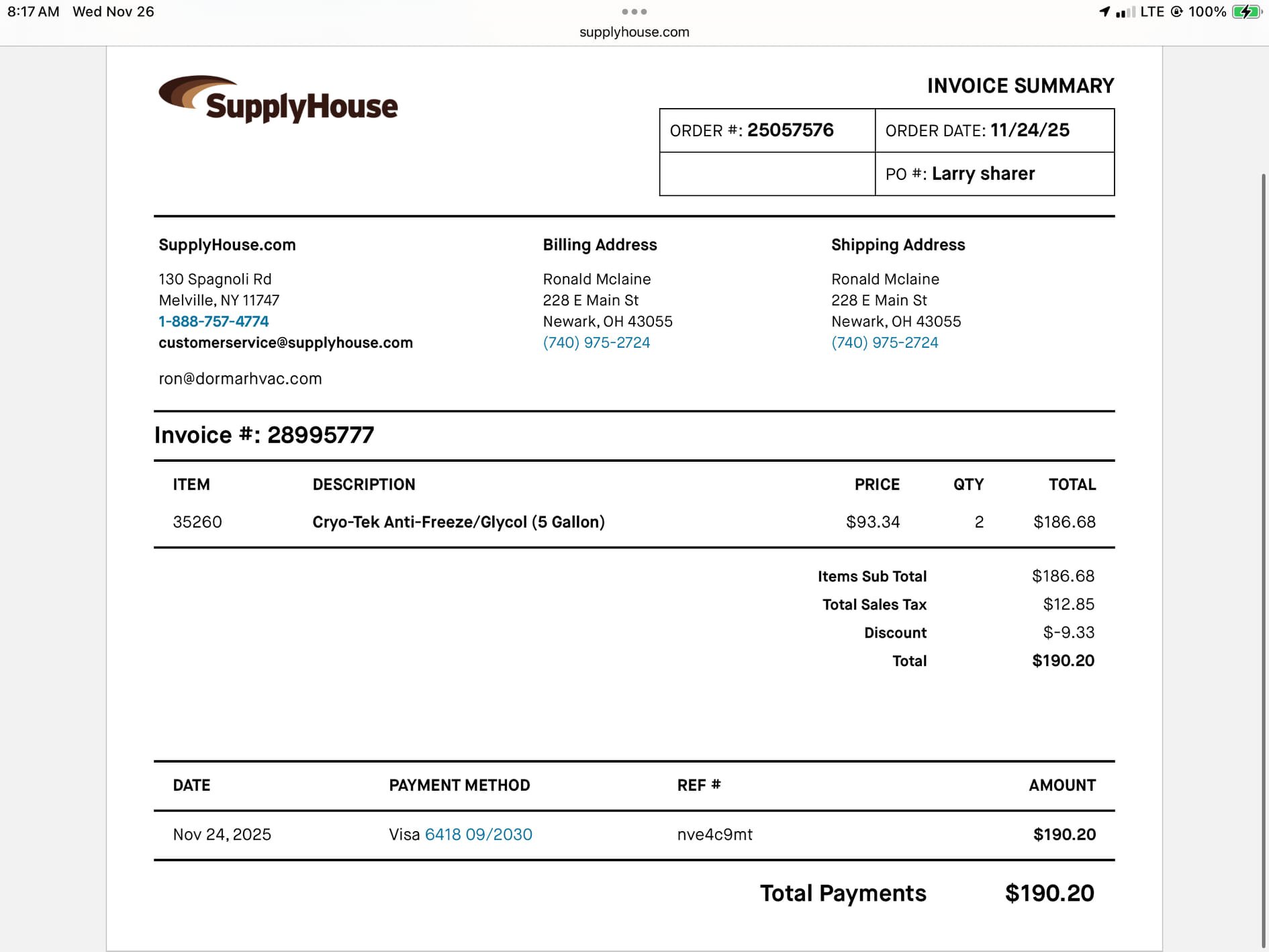 I was called to a customer's home to repair a leak. After inspecting the area, I found that the leak was coming from a pipe that was leaking under the sink. I used a wrench to remove the pipe and replace it with a new one. I then tested the pipe to ensure it was working properly. The customer was very pleased with the work and paid me in full.