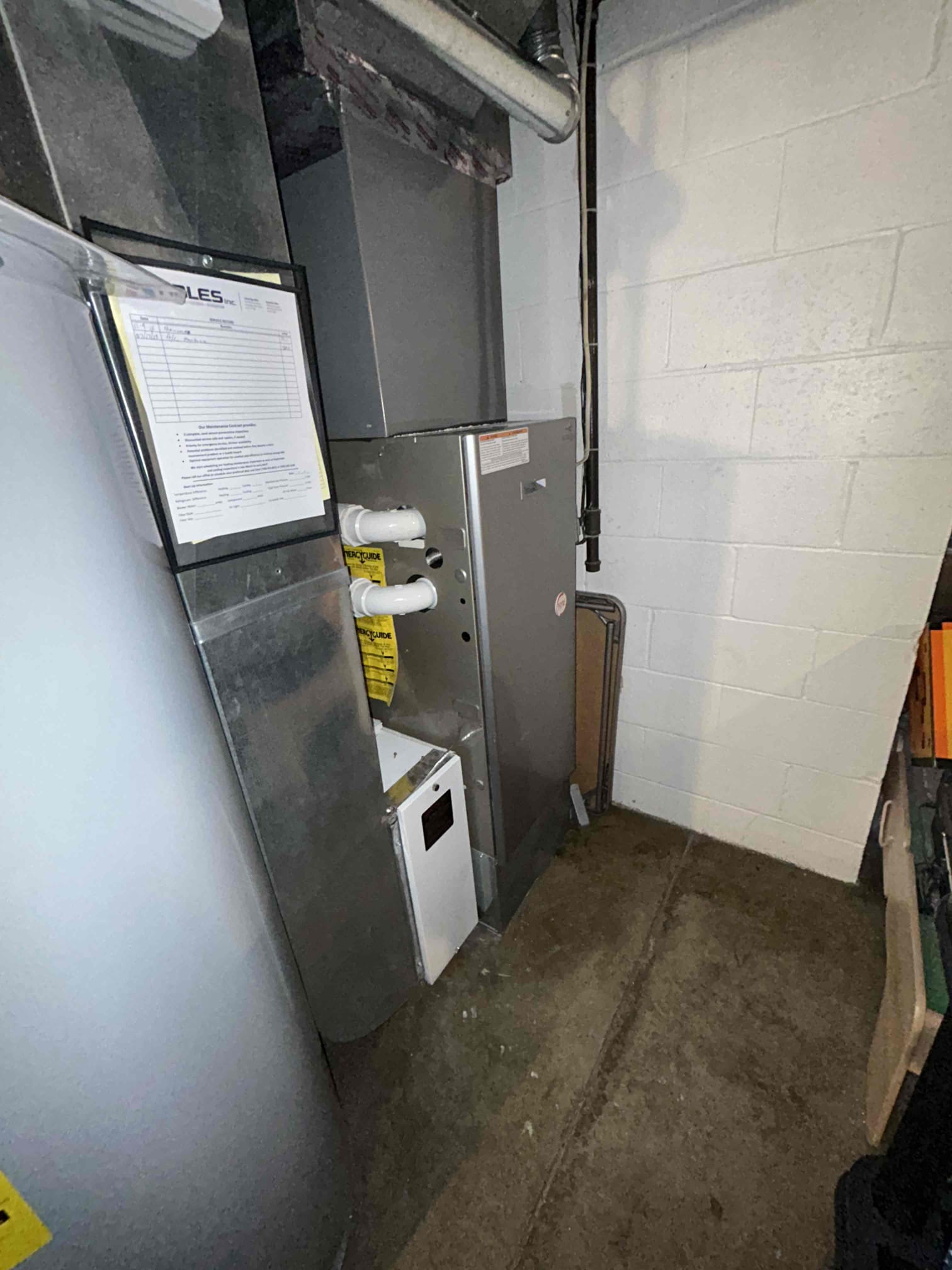 I received a call from a customer who reported that their furnace was not working. Upon arrival, I found that the inducer was completely full of water. I immediately spoke to the customer about the concerns for the furnace. I explained that the furnace was overheating due to exhaust gases not being able to escape from the system. I took a camera in and found cracking from heat damage. I tested the furnace with the old school method of watching the flames flicker. I determined that the furnace was no longer safe to operate and that it would be more reliable and help with the customer's comfort issues. I recommended that a new furnace be installed, which would be more reliable and would help with the customer's comfort issues. The new furnace is expected to be installed on Monday, as the supply house is not open due to the holiday.