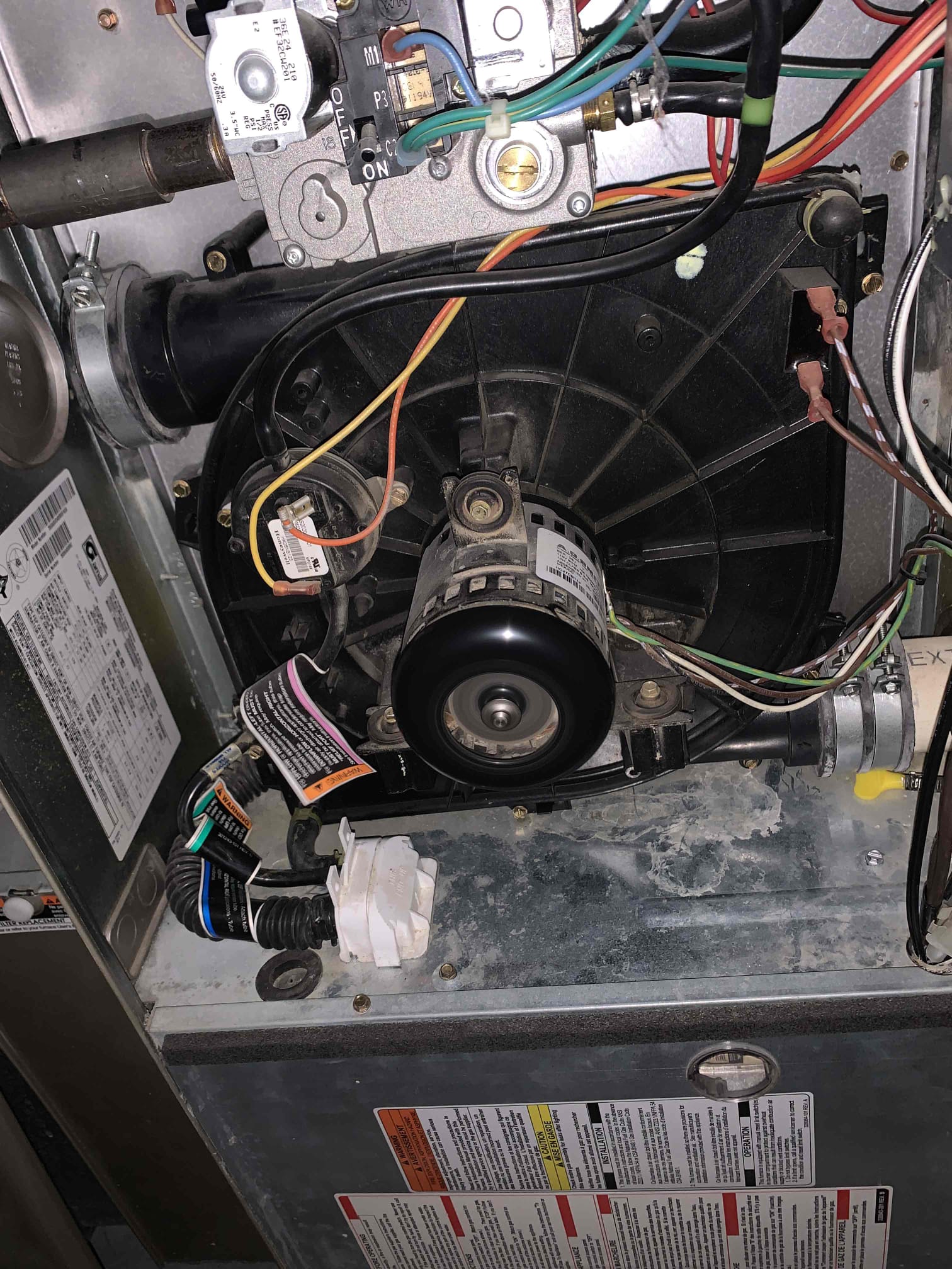 I am a skilled professional that works for a Dor-Mar Heating & Air Conditioning company. I was called to a customer's home to diagnose a noise issue with their furnace. Upon inspection, I found that the noise was coming from the inducer motor. I explained to the customer that the furnace they have is a Bryant plus 90, which has had problems with secondary heat exchangers rusting, clogging, and getting holes that leak carbon monoxide in the home. Based on the age of the furnace and the fact that it is a Bryant plus 90, I highly recommend replacing the system. I took a carbon monoxide reading in the supply and found that it was 0ppm. I also emailed estimates over for furnace replacement options. The estimate for the new inducer motor will also be sent over.