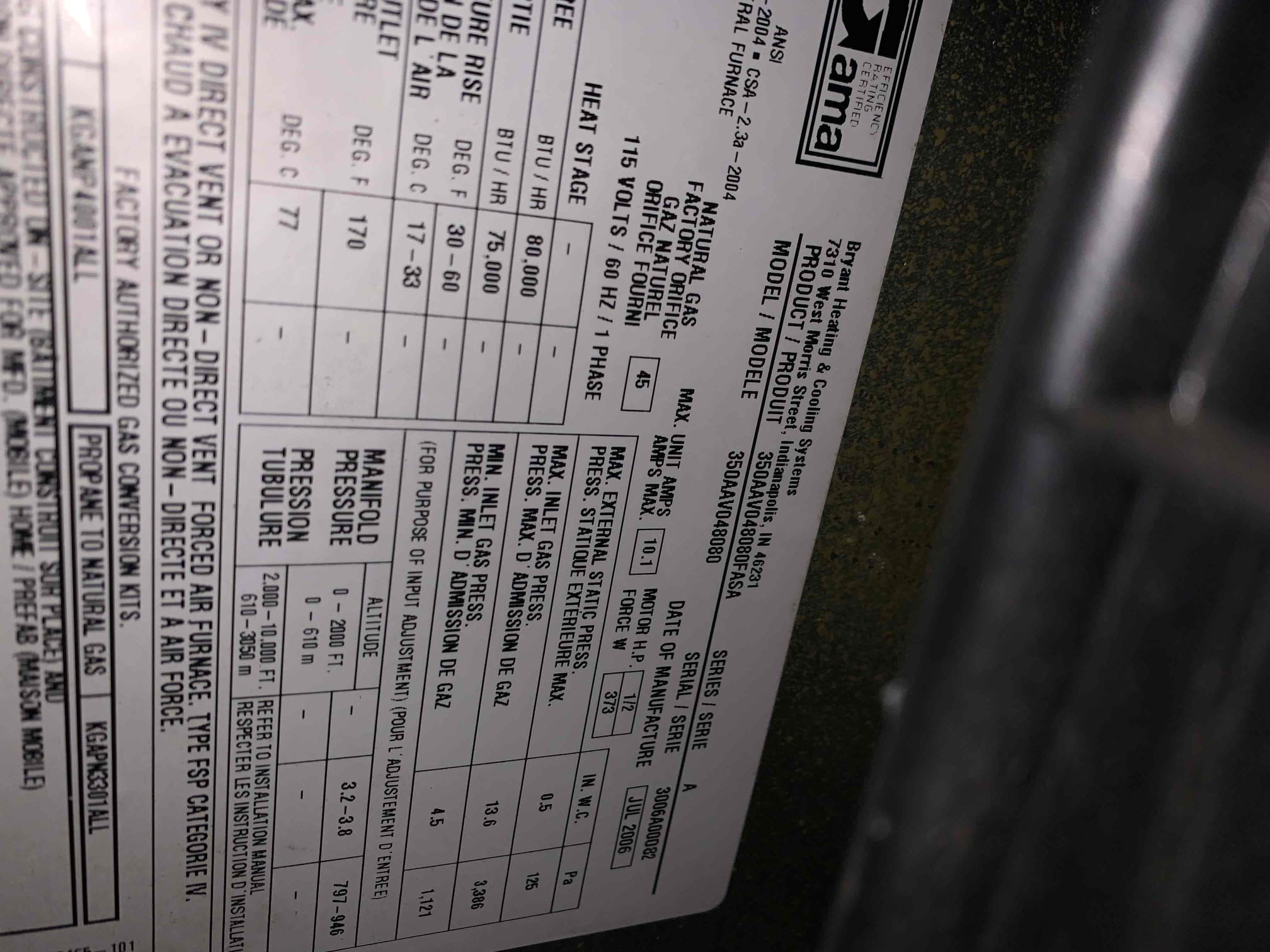 I am a skilled professional that works for a Dor-Mar Heating & Air Conditioning company. I was called to a customer's home to diagnose a noise issue with their furnace. Upon inspection, I found that the noise was coming from the inducer motor. I explained to the customer that the furnace they have is a Bryant plus 90, which has had problems with secondary heat exchangers rusting, clogging, and getting holes that leak carbon monoxide in the home. Based on the age of the furnace and the fact that it is a Bryant plus 90, I highly recommend replacing the system. I took a carbon monoxide reading in the supply and found that it was 0ppm. I also emailed estimates over for furnace replacement options. The estimate for the new inducer motor will also be sent over.