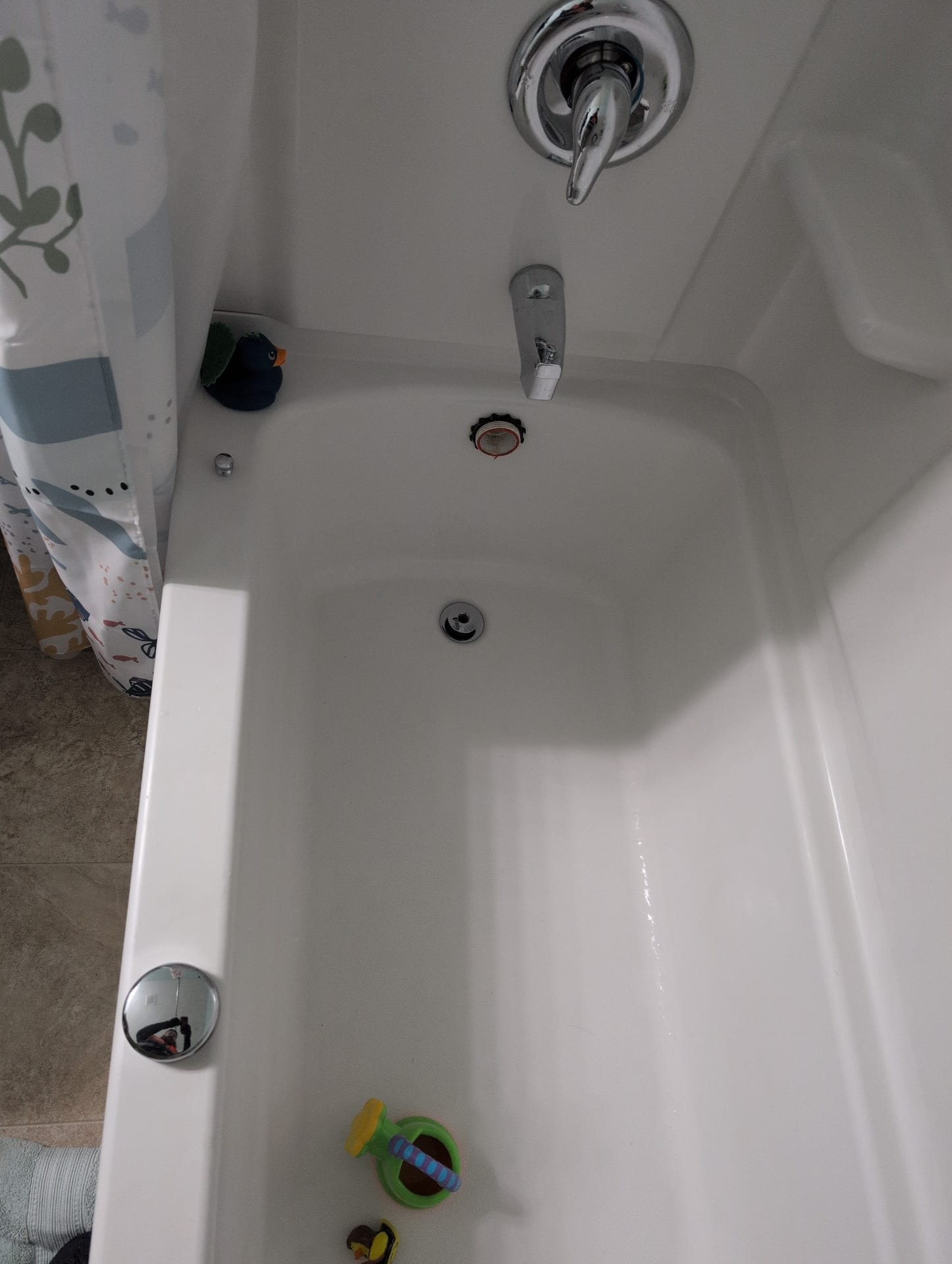 *upon arrival we met with the home owner and she let us know that she had multiple different issues. First she showed up down to the basement where and HVAC tech had been out to do maintenance and noticed that the floor drain by the water heater was draining slowly. Let us know that she also had a slow drain upstairs in the bathroom where she gives her son a bath every night. They are the second owners of the home and just bought the house in June so unsure what is it that line. After testing the shower in the upstairs hall bath confirmed that we would need to cable out the line to restore proper flow back to the shower. All the lines in the home and ran in PVC and PEX. They also do have a stack clean out in the basement along with a back water valve.