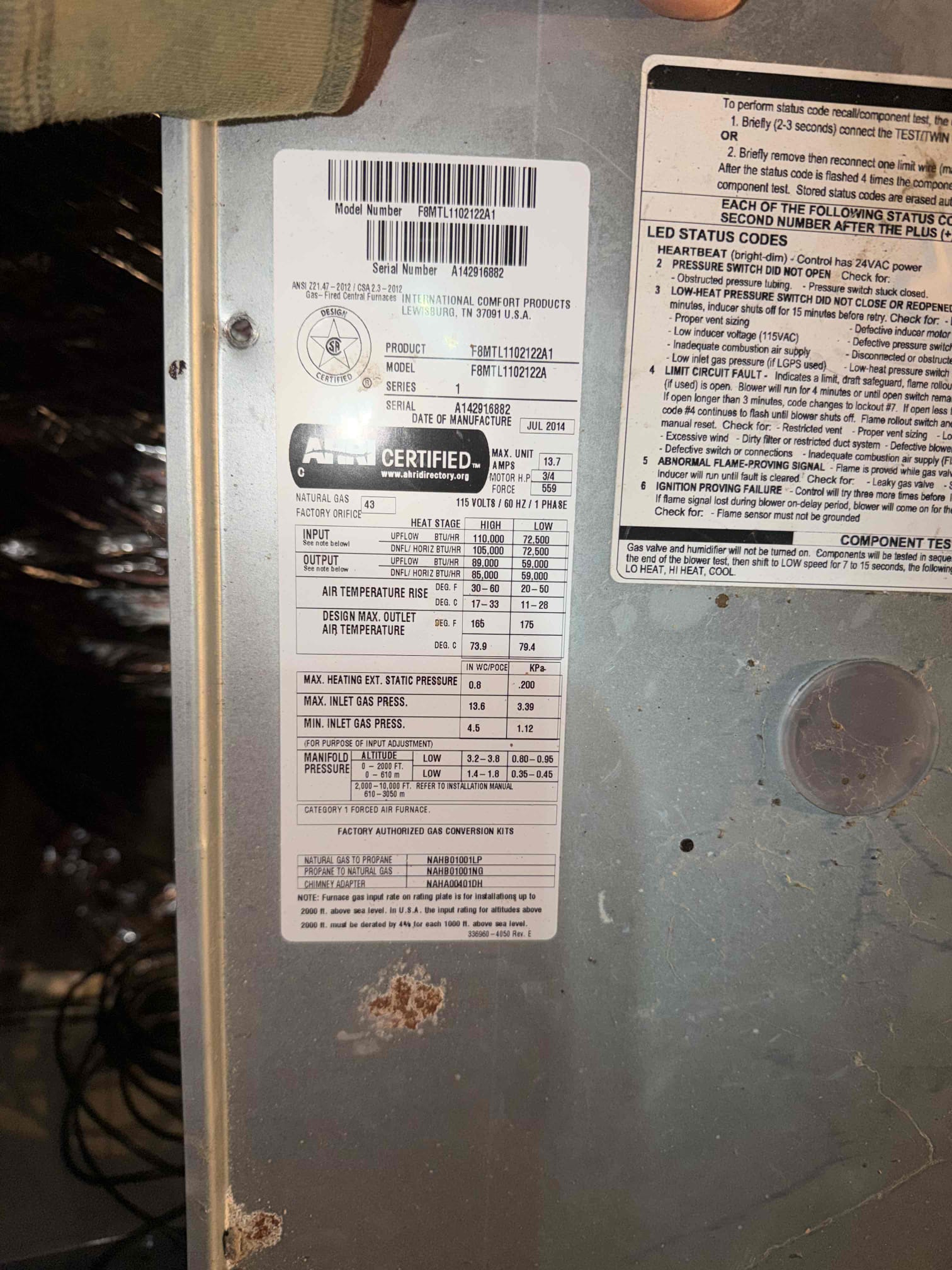 Systems filter was dirty, and the inducer motor failed. Bearings wore out, and upon arrival the motor was seized. I hand spun the motor to try to free up the bearings, was successful in getting client by for now, but motor needs replaced.