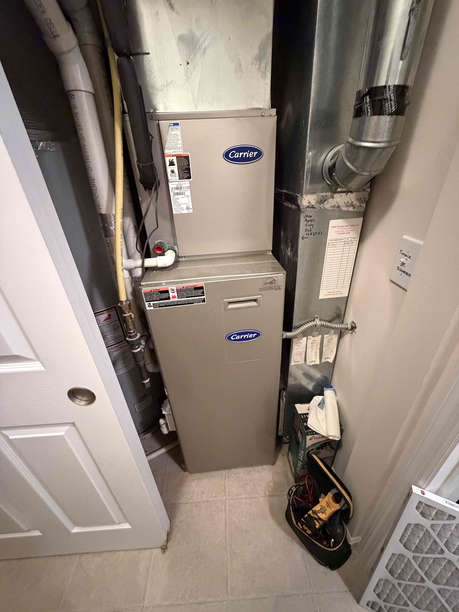 Completed a service call, we found that your furnace was overheating and then would shut off the furnace and thermostat, inspected your furnace and found damage causing overheating, discussed options, opted for furnace for tomorrow morning 