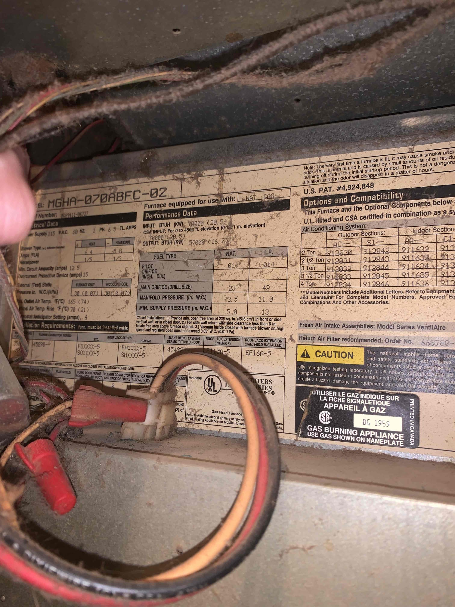 Unit not heating. Pilot assembly was completely shot. Let customer know based of units age that getting parts for system is highly unlikely. Units condition is also pretty bad. Let customer know replacement is the best option. Emailed estimate over for furnace replacement. 