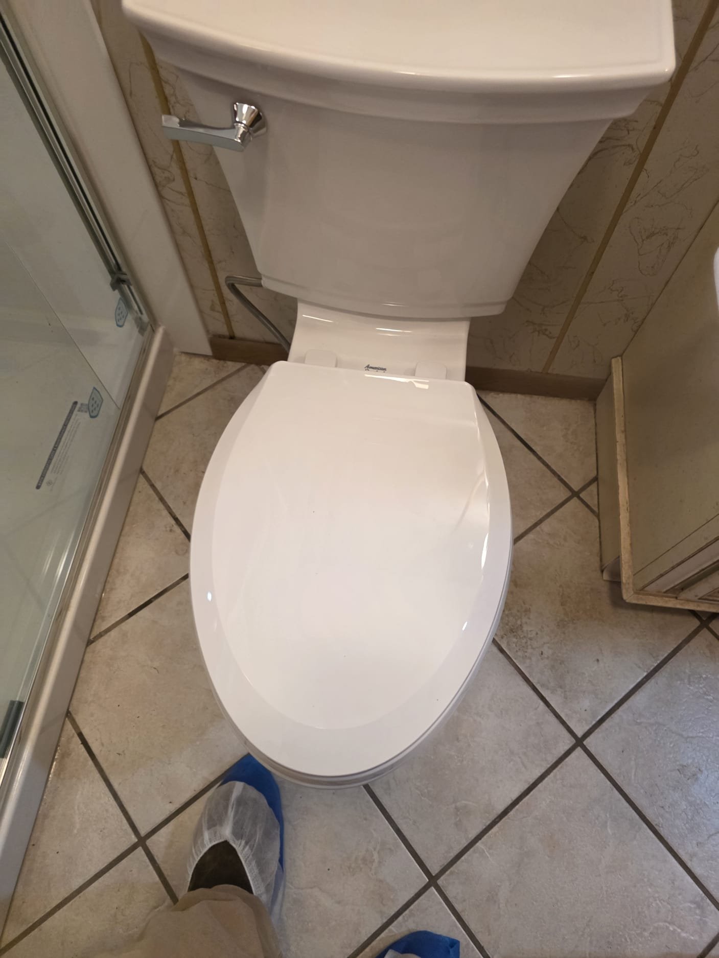 This estimate is to install new toilet supplied by us. The this toilet will be ada height and elongated. If the flange will need repair , that will be an additional cost. Anything beyond this scope of work will be a change order.