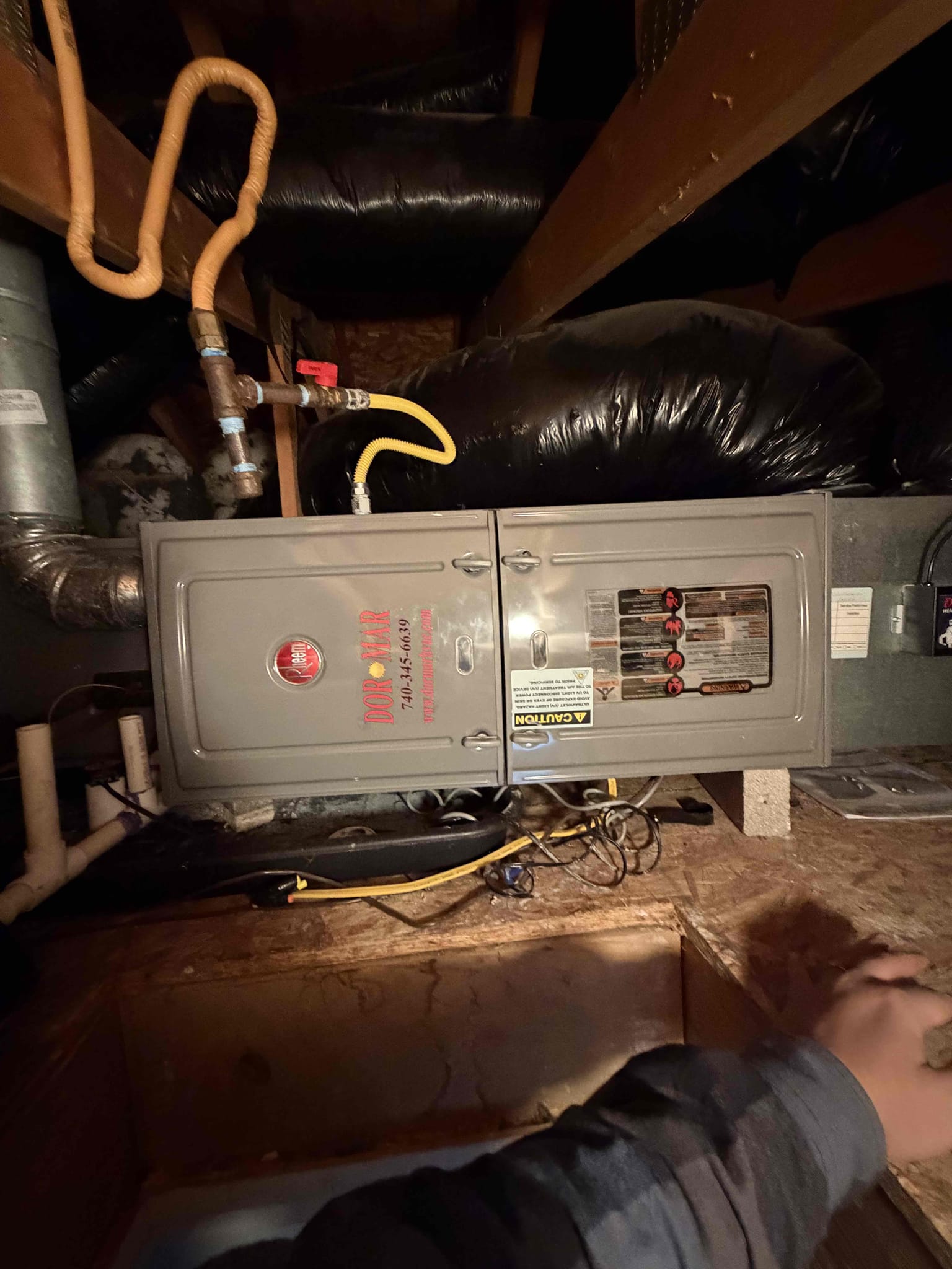 Upon arrival, the system was running and it was 74 in the home. Client stated that he removed the old air filter and that the system had been running since. Went up in the attic and observed the systems operation and measured heat rise and checked various other components system was checking out performance wise and thermostat was set to 75