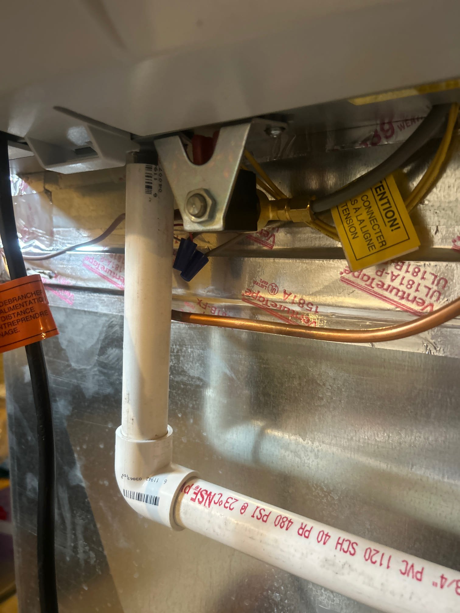 Humidifier drain not stubbed into pvc unit up & running 