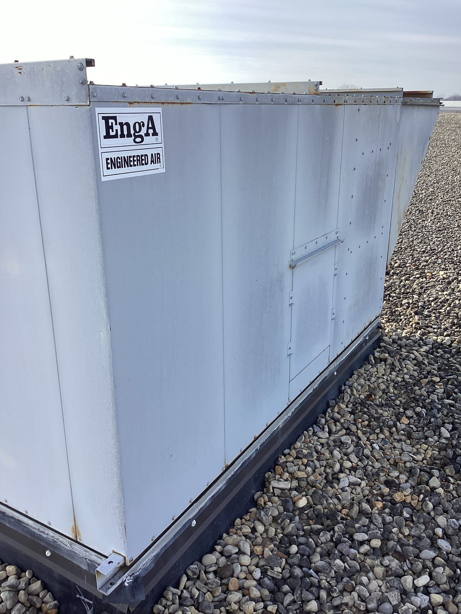 Called engineered air no answer left voicemail. Ladder access was locked couldn’t access roof . Sent estimates for repairs and for maintenance 