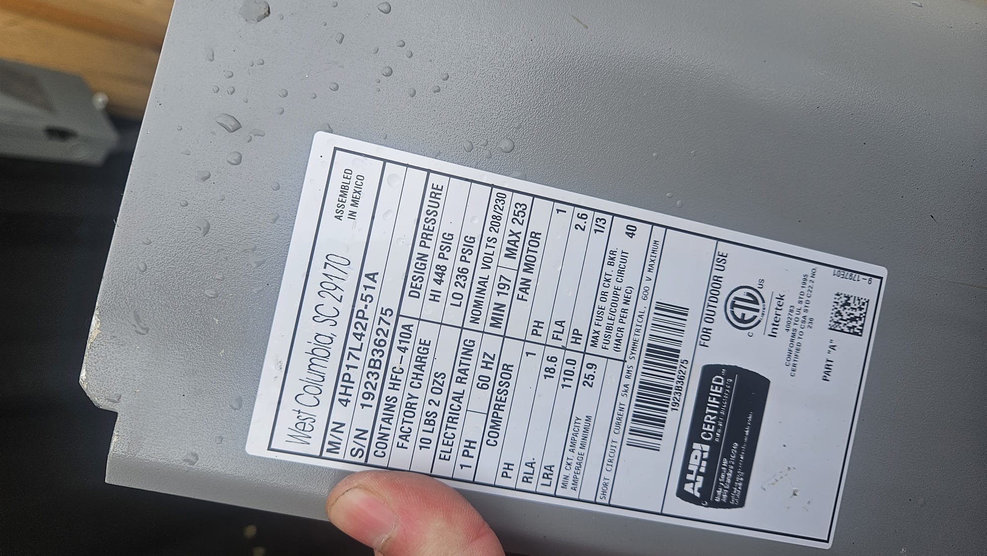 Customer has had issues with defrost cycle. 
Rewire the whole system and installed a customer provided thermostat. H.p. is working properly. The defrost sensors are reading open recommend replacing the sensors along with the defrost board.