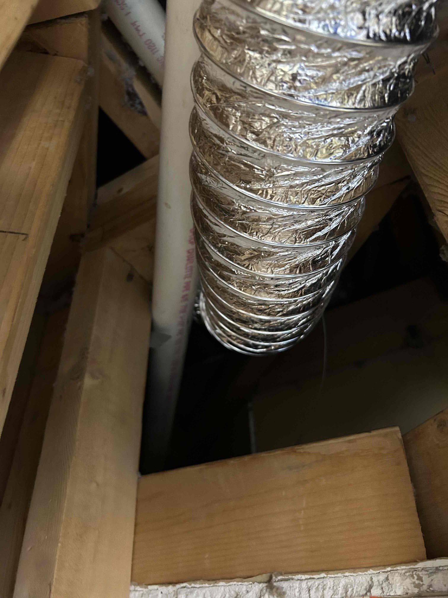 Reconnected dryer vent over finished part of basement 