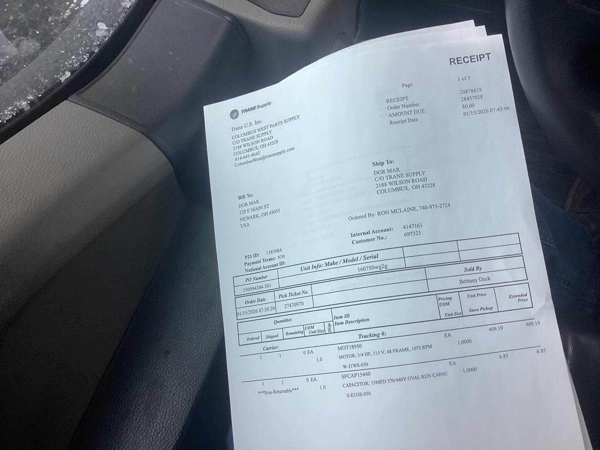 This is an estimate for the replacement of the blower motor and start capacitor in your HVAC system. Upon inspection, it was determined that the existing blower motor and start capacitor were malfunctioning, leading to inefficient heating and cooling performance. The replacement parts are currently in stock and ready for installation. Our skilled technicians will carefully remove the faulty components and install the new parts to ensure optimal system performance. This service will restore your HVAC system's efficiency and reliability. If you approve the estimate, we will schedule the installation at your earliest convenience. Thank you for choosing our services. Work order 215075-01.
