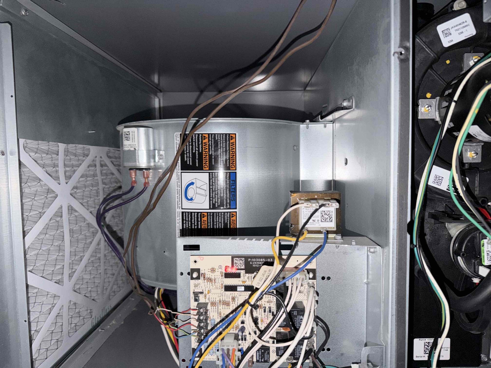 I performed a comprehensive furnace maintenance, ensuring all electrical amperages were within safe limits. I inspected motor capacitors for any signs of wear and cleaned flame sensors to maintain optimal performance. The air filter was replaced to enhance air quality. All components checked out well, ensuring the furnace operates efficiently and safely.