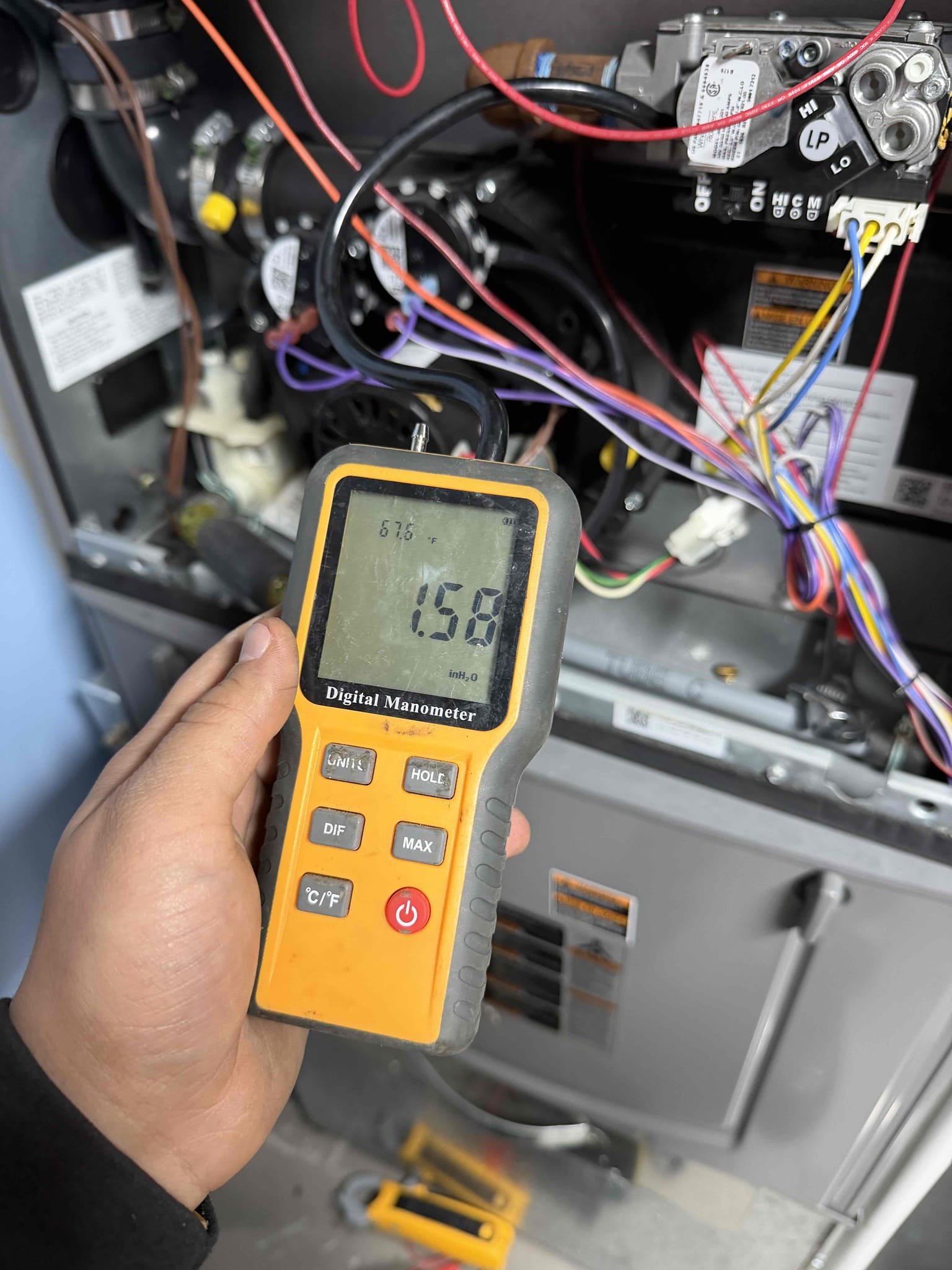 Upon inspection, the regulator outside was found to be frozen due to moisture accumulation. This issue was causing a blockage in the propane system. To address this, I carefully thawed the regulator using appropriate methods to ensure no damage occurred. After confirming the regulator was functioning correctly, I recommended that a propane technician from the energy cooperative be called in to further inspect and service the system. This step is crucial to ensure the system operates safely and efficiently.