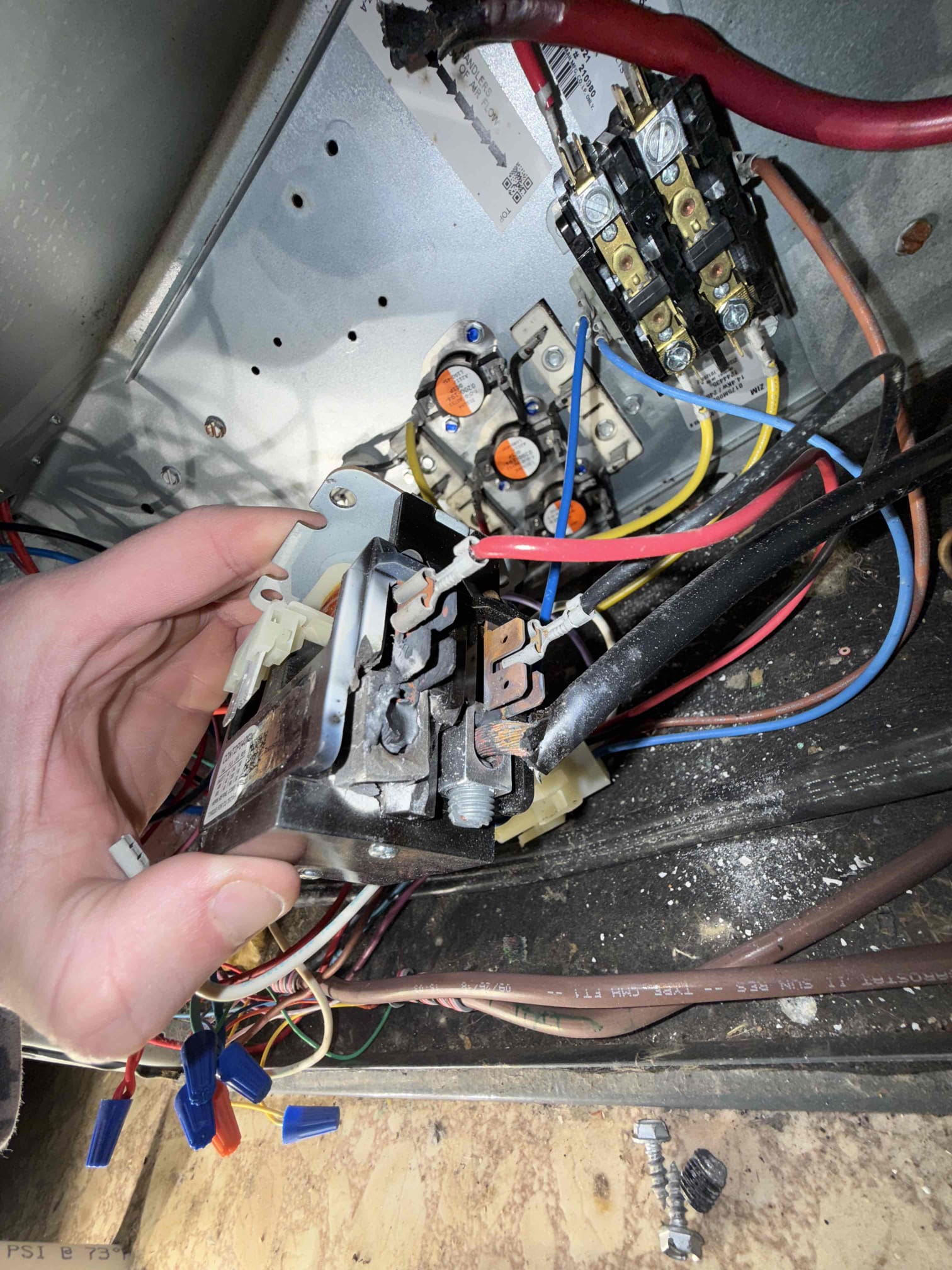 Upon inspection, it was determined that the contactor had malfunctioned, preventing the system from operating correctly. The contactor, a crucial component in the electrical system, had suffered damage, likely due to an overload or electrical surge. After carefully diagnosing the issue, the faulty contactor was replaced with a new one to ensure reliable performance. The new contactor was installed with precision, and the system was tested to confirm proper functionality. This repair ensures the system will operate efficiently and safely, preventing potential future damage. We will reach out shortly with detailed pricing and availability for the repair work.