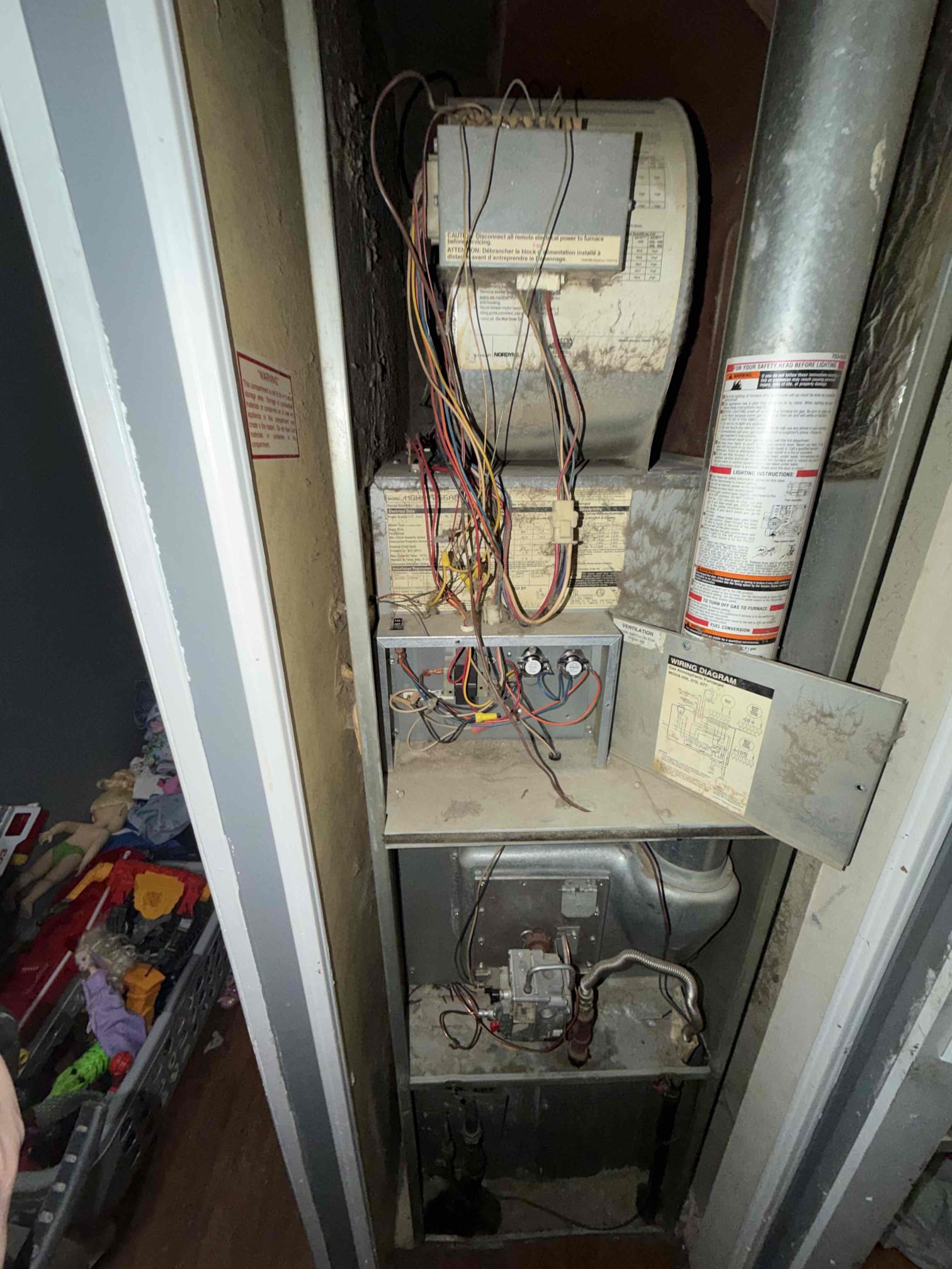 Upon inspection, the unit was found to operate only with the fan on, not in auto mode. The blower speed was notably slower during heating calls compared to fan-only operation. After examining the coil, it was determined to be slightly dirty. Suspecting a faulty blower motor, I placed an order for a replacement part. Additionally, I emailed potential replacement options to the client in case they prefer a new system due to cost considerations.