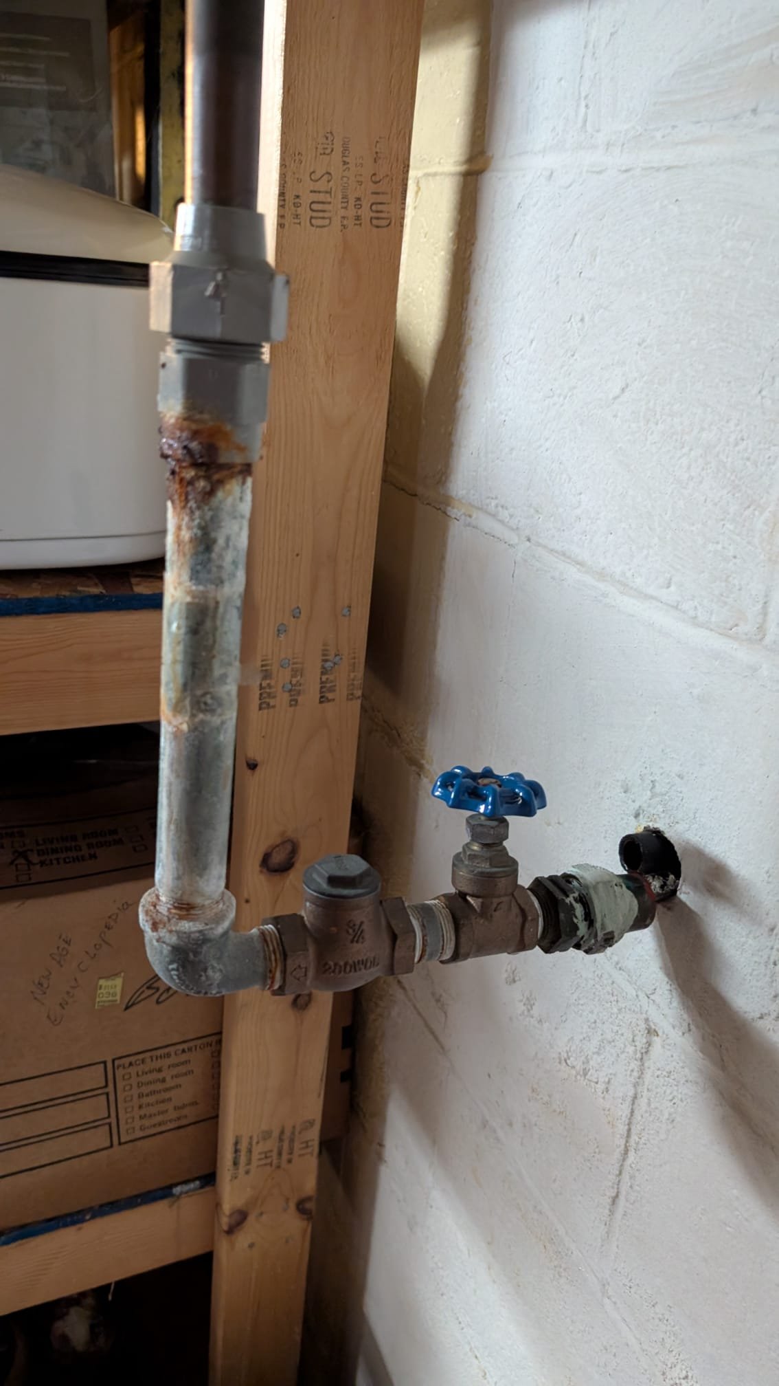 The client experienced a significant issue with their main water line, which had broken off and was spraying water into the basement. I promptly coordinated with the fire department to shut off the water supply. Upon inspection, it was evident that the polyethylene (poly) line was positioned too close to the wall, likely causing the adapter to slip off. Although I recommended rerunning the poly line to prevent future issues, the client opted for a temporary fix. I reattached the adapter and installed a ball valve to replace the existing valve, adding another ball valve for a secondary shut-off. Additionally, we replaced a small section of the copper and CPVC piping. The client understands the risk of recurrence but chose not to rerun the poly line.