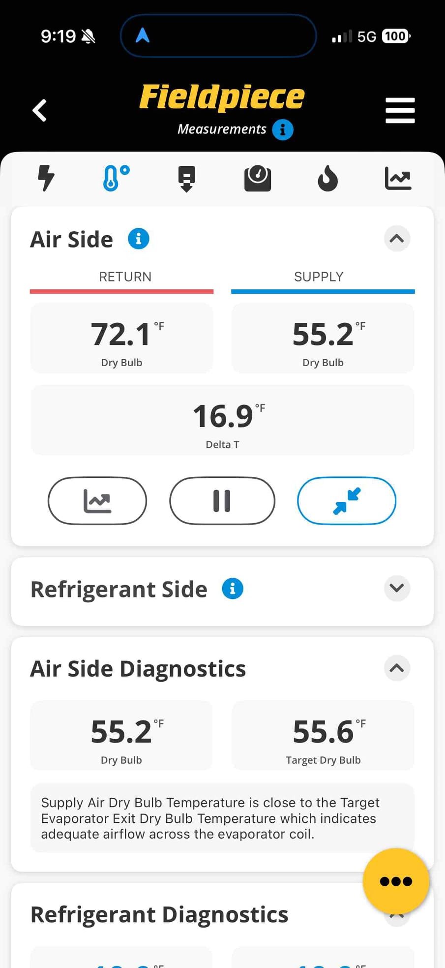 Lewis Center, OH - I performed a comprehensive maintenance check on the entire HVAC system, including the furnace and air conditioner. I conducted a radon test, which returned a clean result at 0.56 PCI/L, indicating that the existing mitigation system is functioning correctly. I cleaned the furnace's flame sensor and ensured all drains were clear of blockages. The system exhibited a proper heat rise and clean amperage readings within manufacturer specifications. The air conditioner, despite its age, performed well. The evaporator coil showed some rust, but refrigerant pressures confirmed proper levels with no leaks. The condensers' amperage and electrical components were within the proper range, and the system displayed healthy temperature differentials. The outdoor fan motor showed minor signs of age and rust.