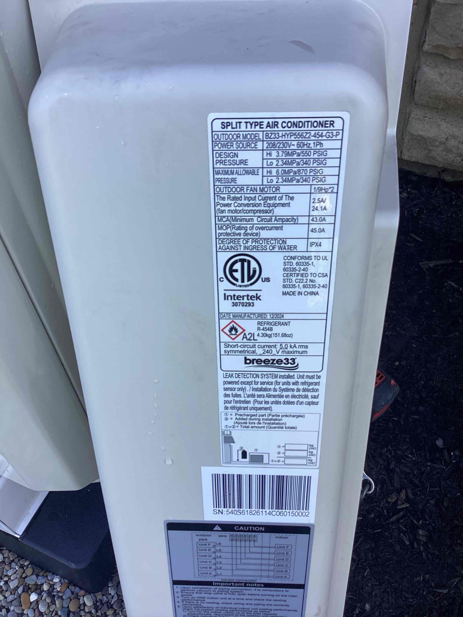 New Albany, OH - Upon arrival, I identified that the system was completely frozen, preventing any immediate inspection. To address this, I safely pulled the outdoor disconnect to halt the system's operation and allow the components to thaw. I took detailed photographs of the frozen parts, which appear to be the electronic expansion valve (EEV). I also recorded the unit's serial numbers for reference. Once the system thawed, I will conduct a thorough inspection to determine the root cause of the freezing and implement the necessary repairs.