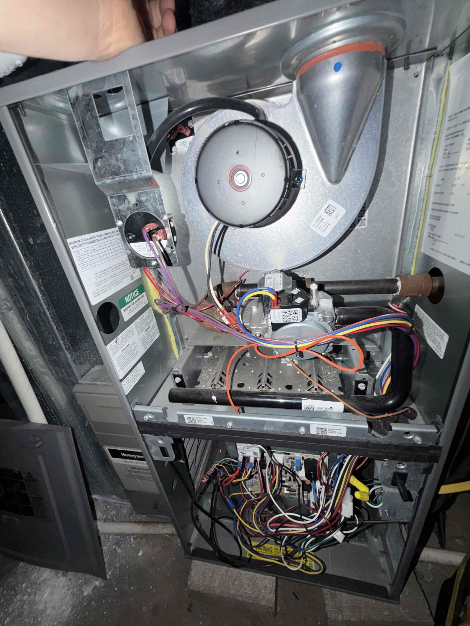 Columbus, OH - We performed a comprehensive maintenance check on your furnace, ensuring it operates efficiently. The system was inspected thoroughly, and we replaced the air filter to maintain proper airflow and efficiency. Additionally, we examined your mini split system and found the blower wheel to be heavily soiled, necessitating a professional cleaning. This involves disassembling the indoor unit for thorough cleaning to enhance airflow and efficiency. We also identified a heavily soiled humidifier pad, recommending its replacement to ensure optimal moisture addition and prevent water-management issues. Overall, the furnace maintenance was successful, and we appreciate the opportunity to service your HVAC equipment.