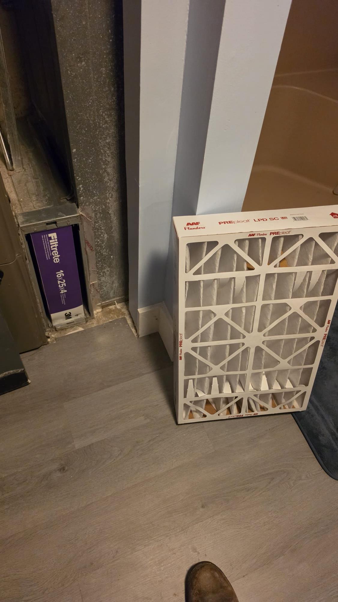 Hebron, OH - I successfully replaced the 16x25x4 air filter in the HVAC system. This involved removing the old filter, inspecting the filter compartment for any debris, and ensuring the new filter was correctly aligned and securely in place. The new filter was chosen based on its compatibility with the system and its ability to improve air quality. The system was then tested to confirm proper operation.