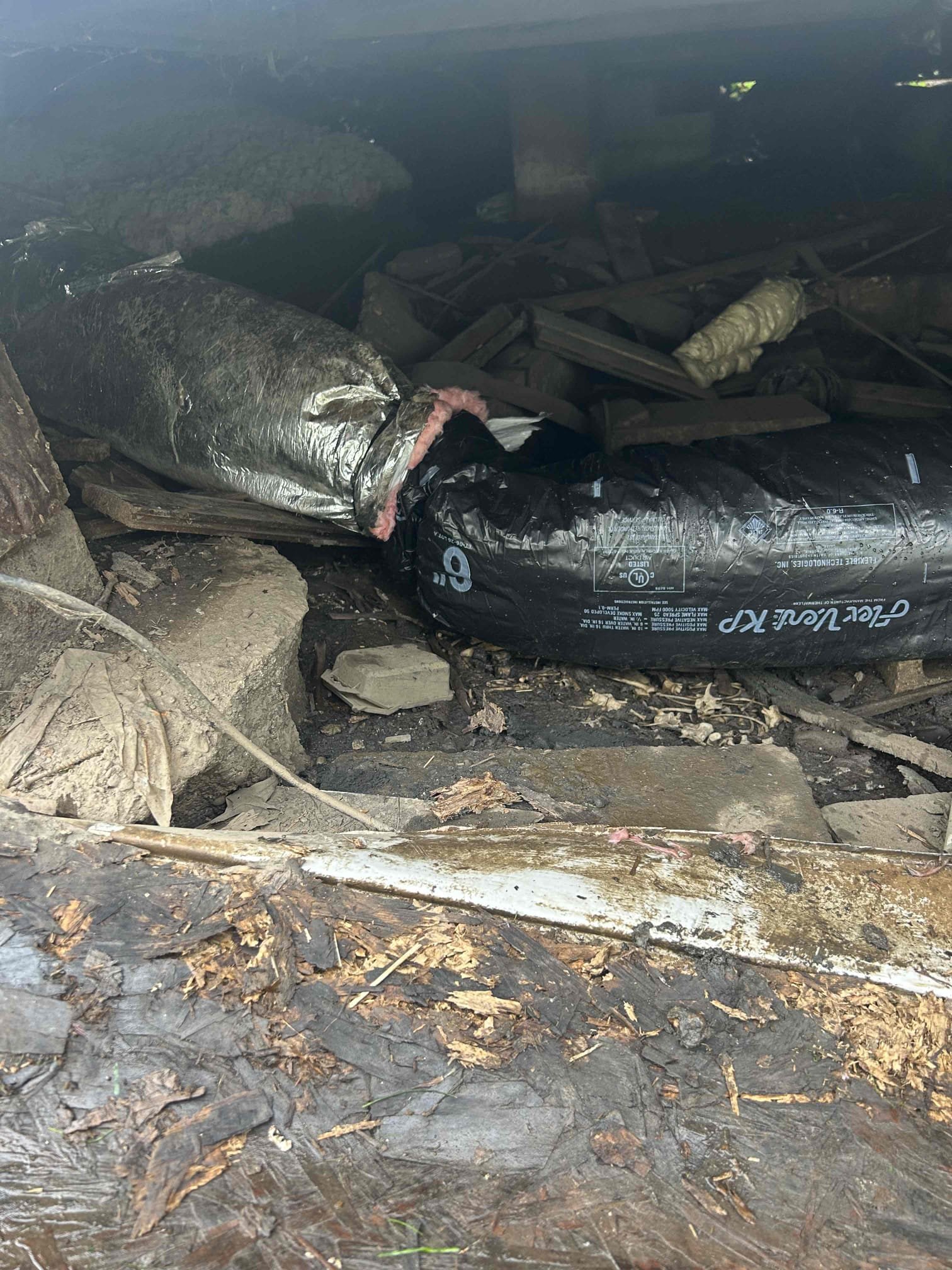 Millersport, OH - I successfully installed a new 6-inch flexible round duct to ensure optimal airflow. Additionally, I reconnected a fallen 6-inch flex round duct that was adjacent to the new installation. This involved carefully reattaching the duct to maintain its integrity and efficiency. I also removed the old fallen 6-inch flex round duct from the crawl space, ensuring it was properly disposed of to maintain a clean and safe environment. The work was completed with attention to detail, ensuring all connections were secure and the area was left tidy.