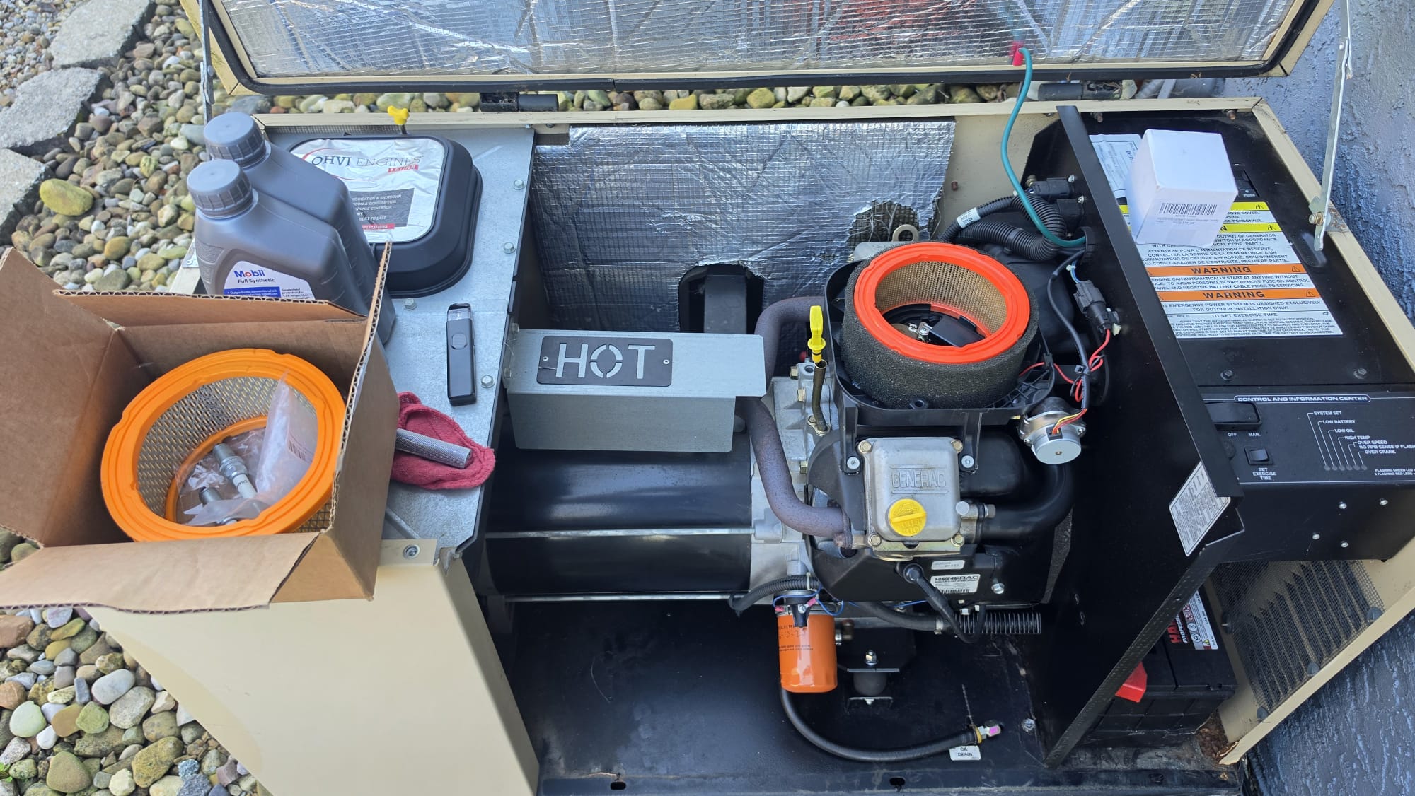 Hebron, OH - I performed a comprehensive generator tune-up, ensuring optimal performance and reliability. The process began with replacing the air filter to enhance airflow and efficiency. Next, I replaced the spark plugs to ensure reliable ignition and smooth operation. I then changed the oil and installed a new oil filter to maintain engine lubrication and protect internal components. After completing these tasks, I started the generator to verify that all systems were functioning correctly. I checked the oil level to ensure it was within the recommended range and inspected for any leaks to prevent future issues. Payment was collected upon completion.
