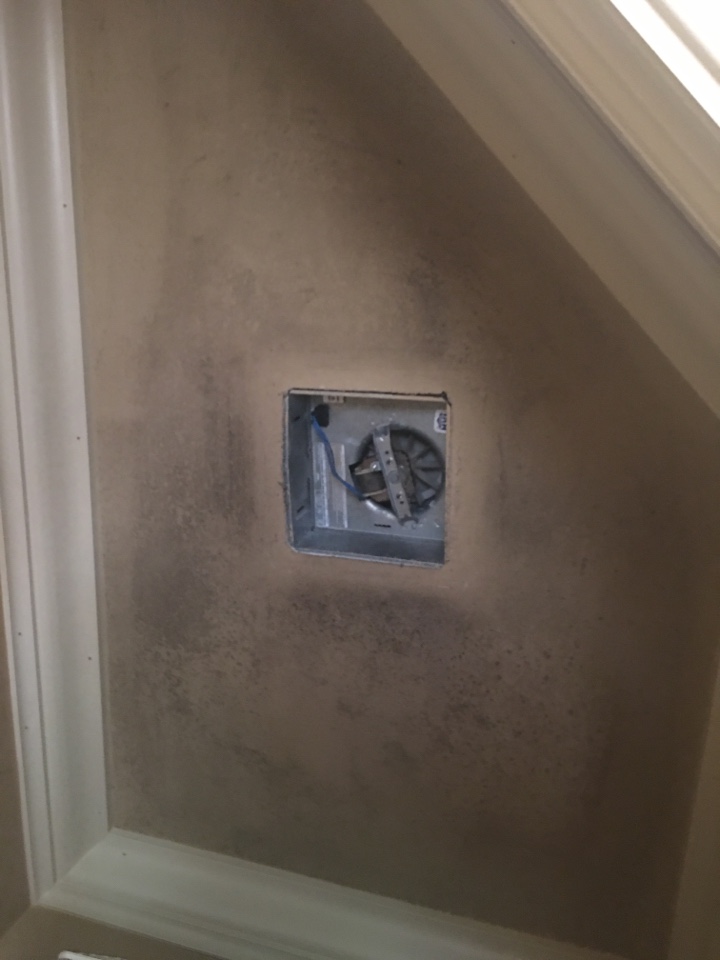Mold inspection to determine why mold is growing on the toilet room ceiling & why ACvents are leaking and have "sweating"
