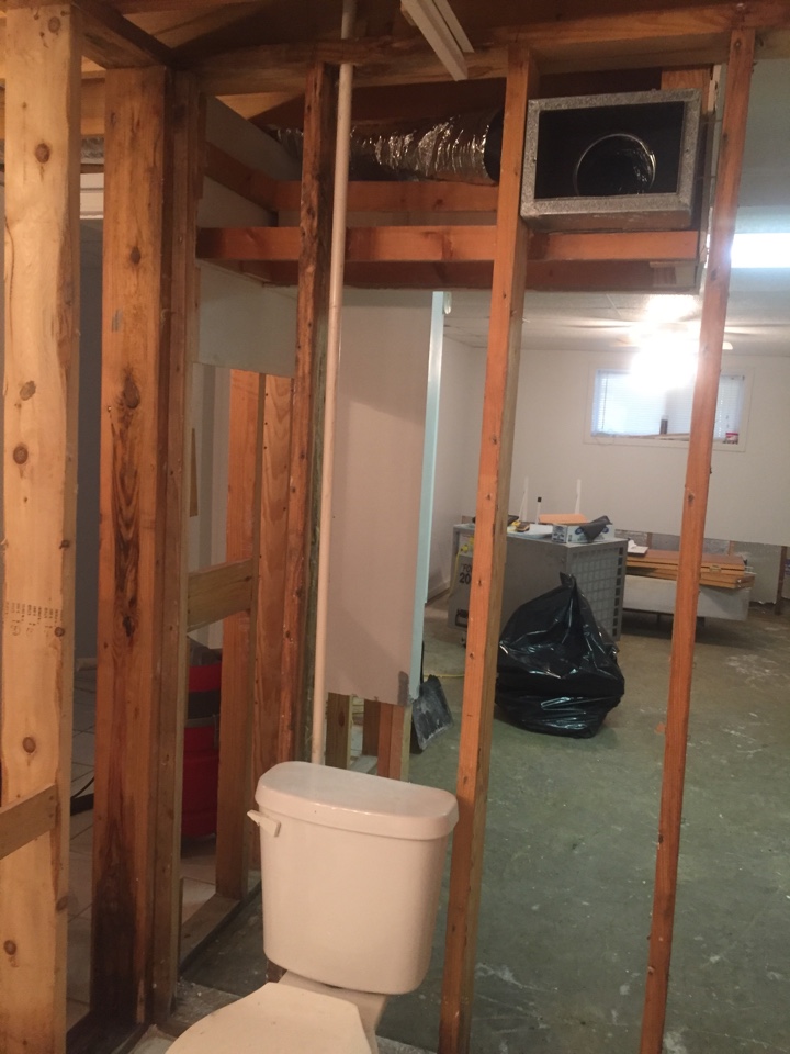 Drying out a camp in Many La. been wet for weeks. Removing wet damaged materials and treating